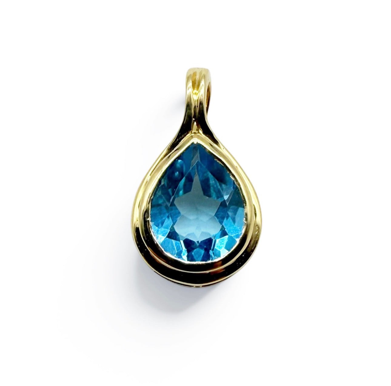 BLUE TOPAZ & 14K GOLD CHARM