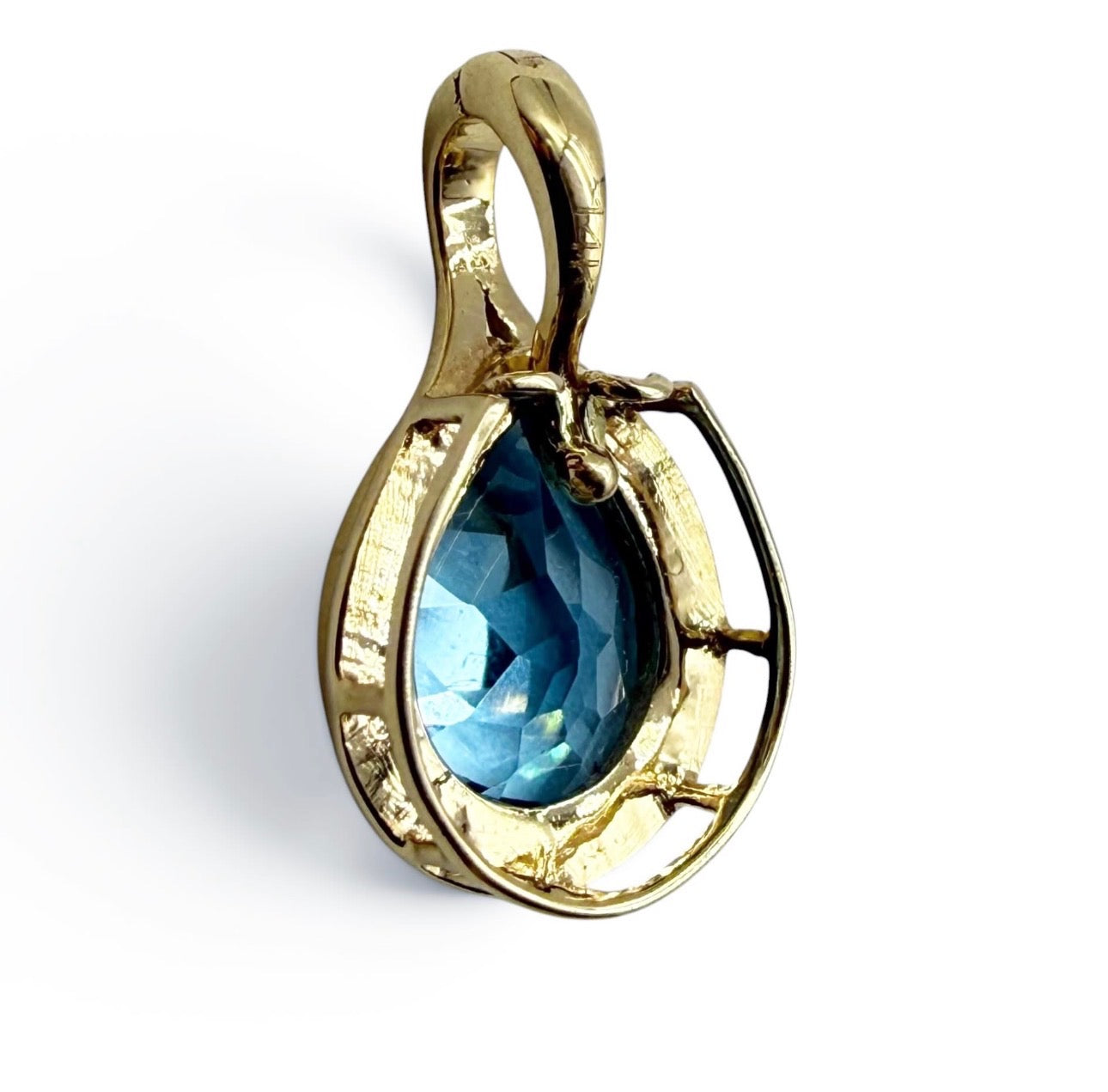 BLUE TOPAZ & 14K GOLD CHARM