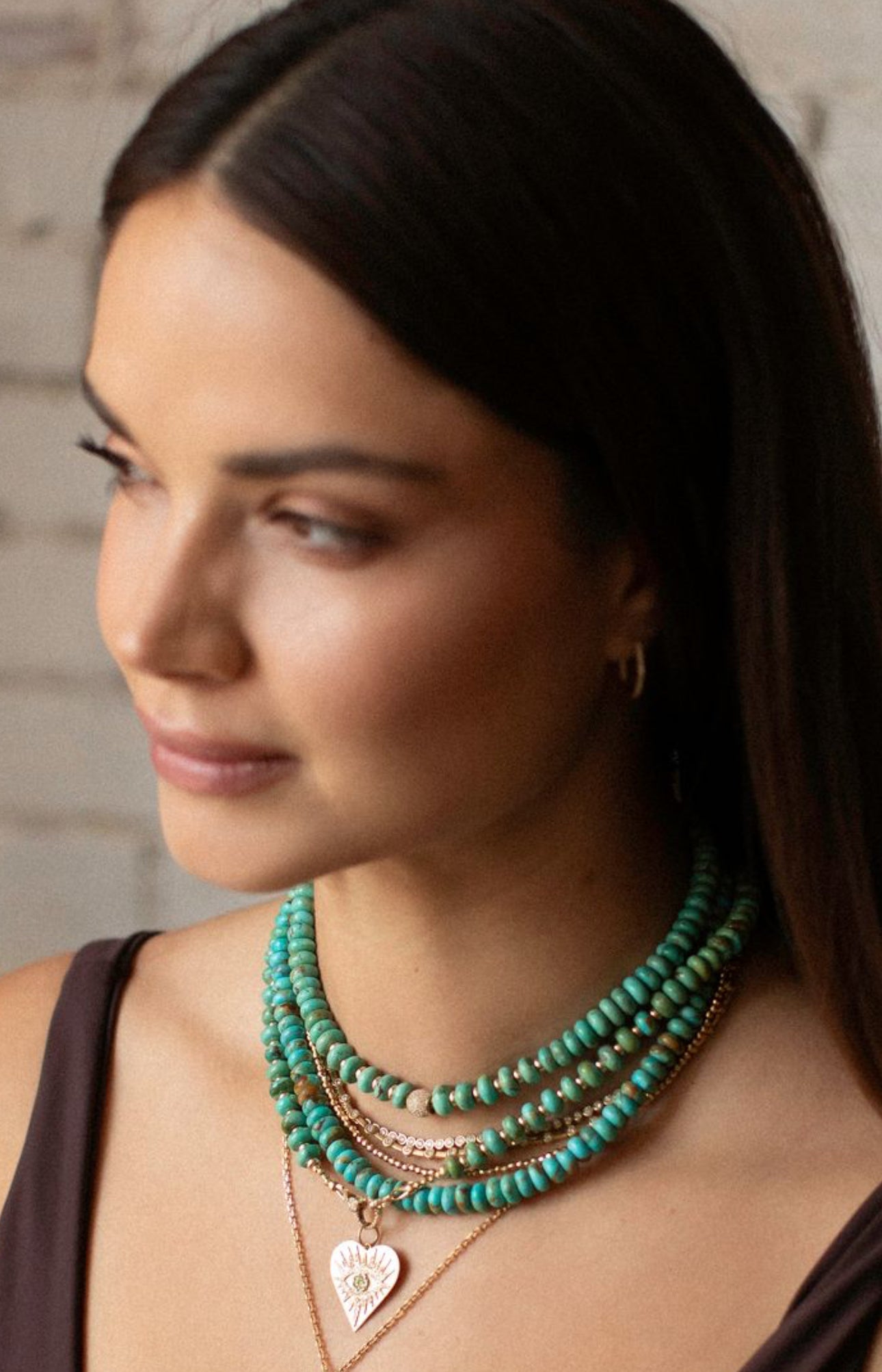 TURQUOISE & DIAMOND RONDELLE NECKLACES