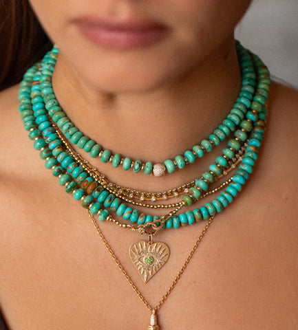 TURQUOISE & DIAMOND RONDELLE NECKLACES