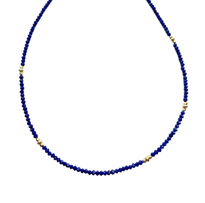 LAPIS AND GOLD OR DIAMOND BEADED NECKLACES