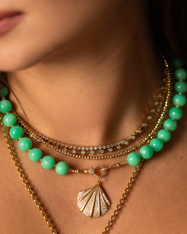 CHRYSOPRASE AND DIAMOND CLASP NECKLACE