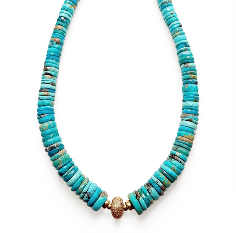 TURQUIOSE & DIAMOND HESHI NECKLACE