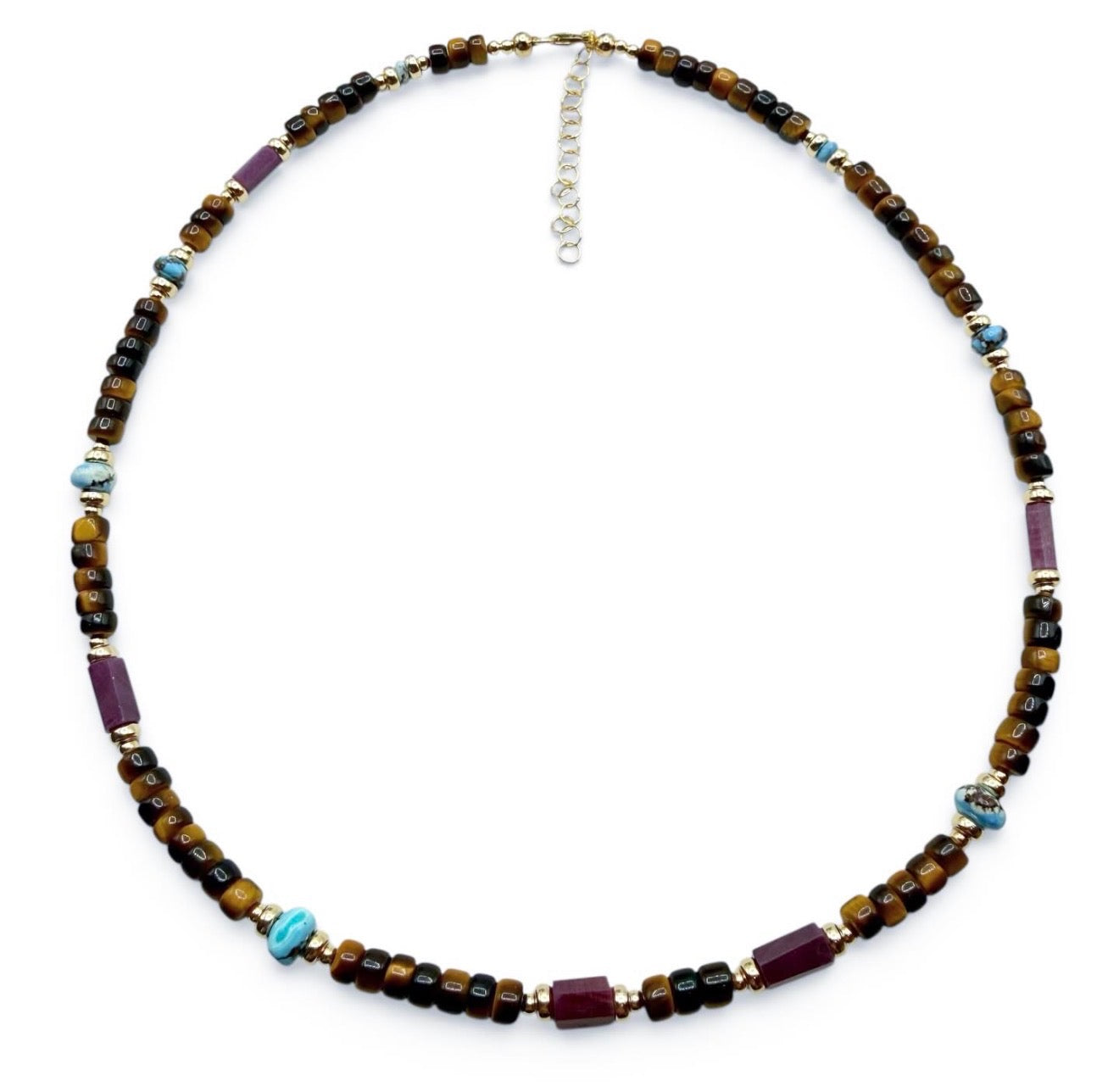 TIGER EYE, RUBY & TURQUIOSE BEADED NECKLACES