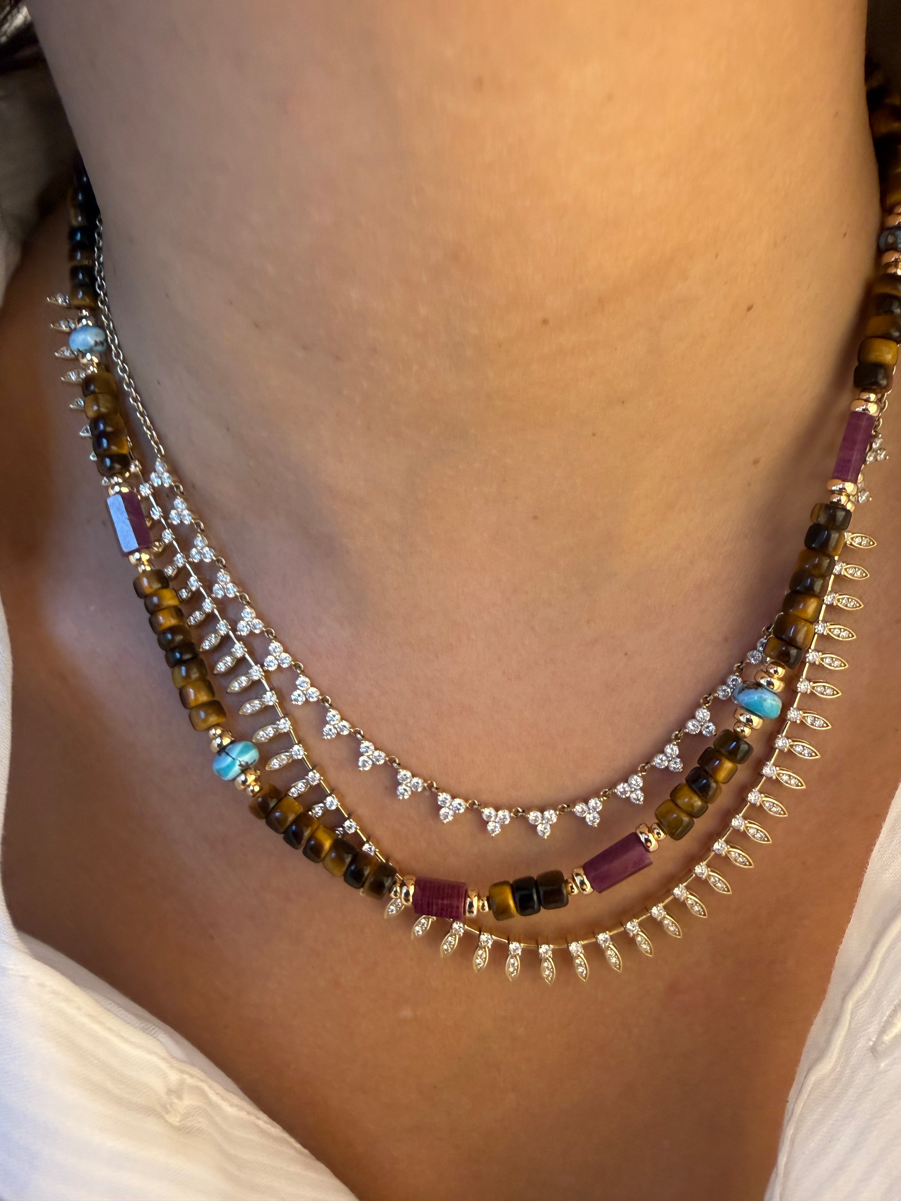 TIGER EYE, RUBY & TURQUIOSE BEADED NECKLACES