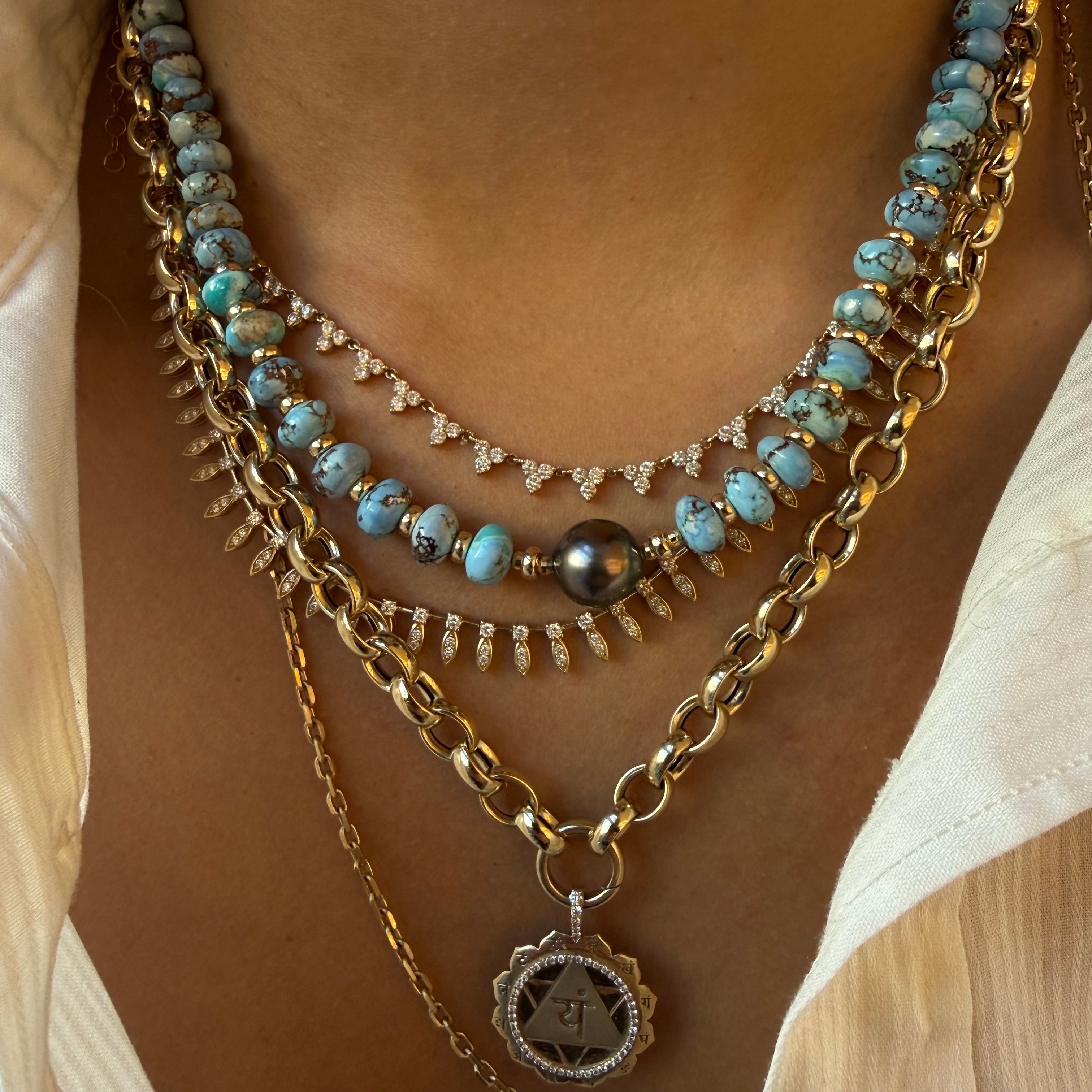 GOLDEN HILL TURQUOISE & TAHITIAN NECKLACE