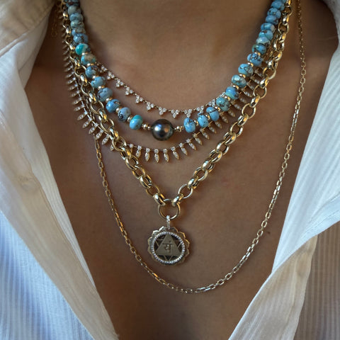 GOLDEN HILL TURQUOISE & TAHITIAN NECKLACE