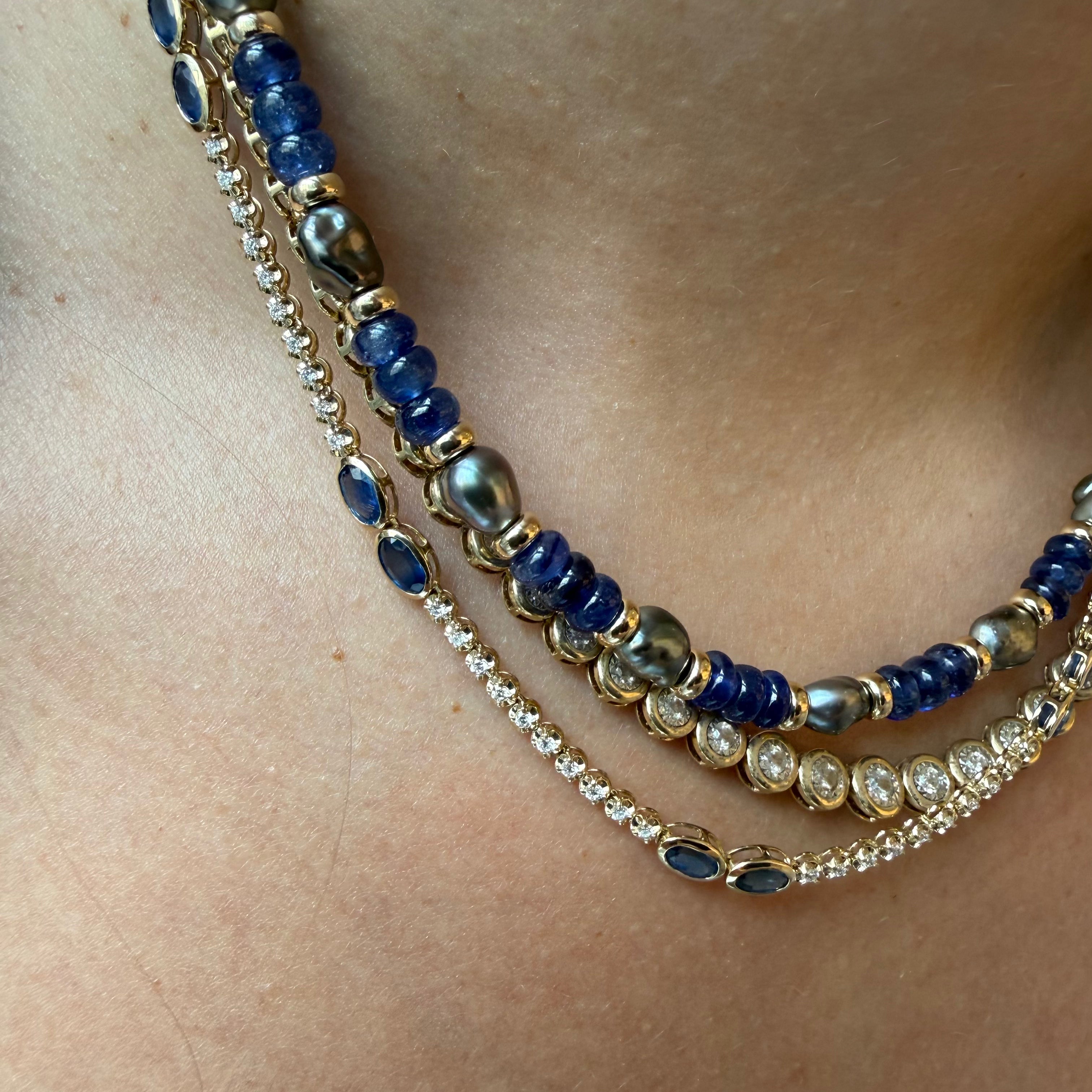 SAPPHIRE & TAHITIAN PEARL ANTIQUITY NECKLACE