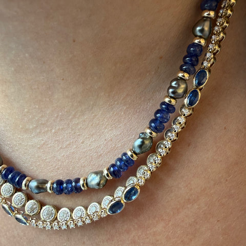 SAPPHIRE & DIAMOND TENNIS NECKLACE
