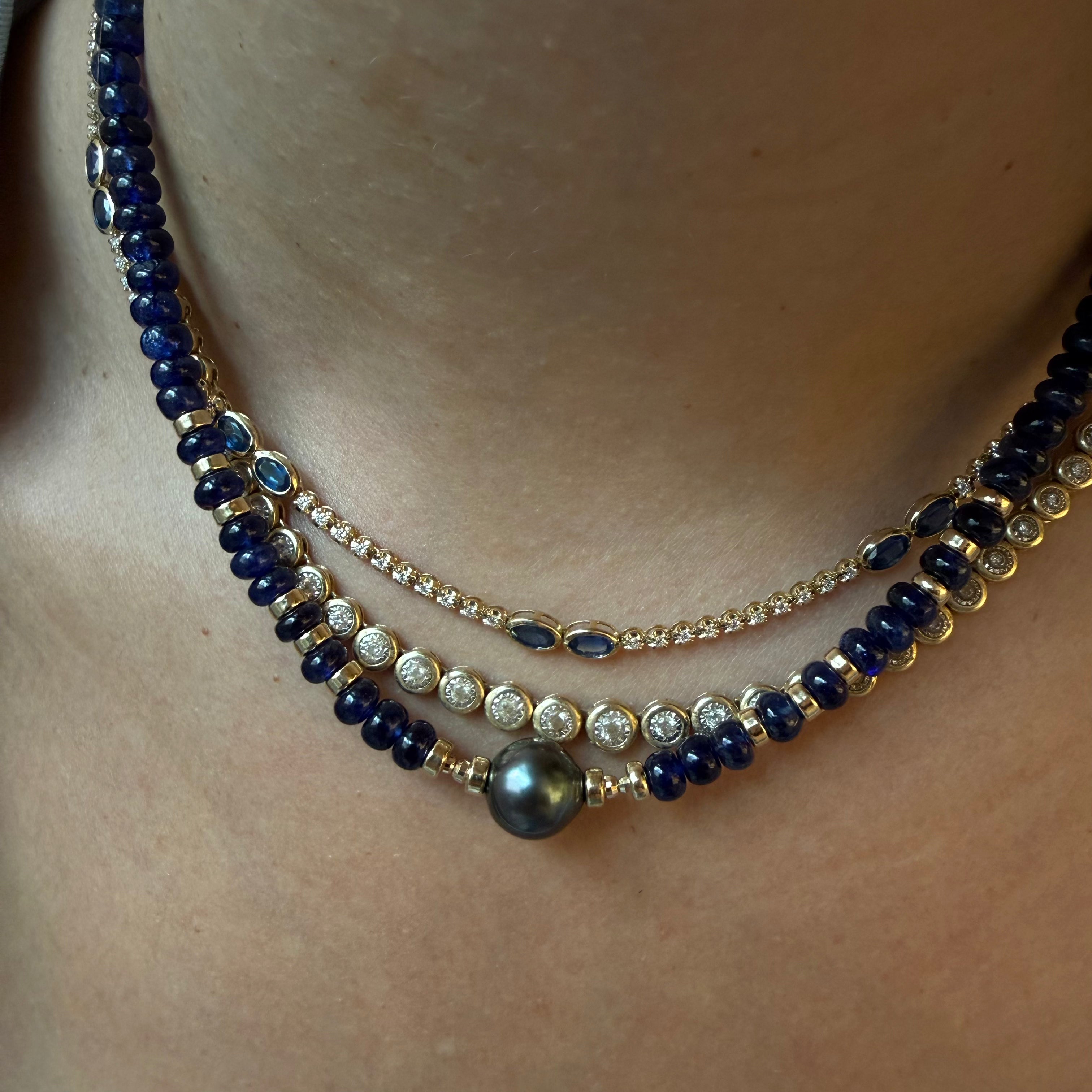 SAPPHIRE & TAHITIAN PEARL ANTIQUITY NECKLACE