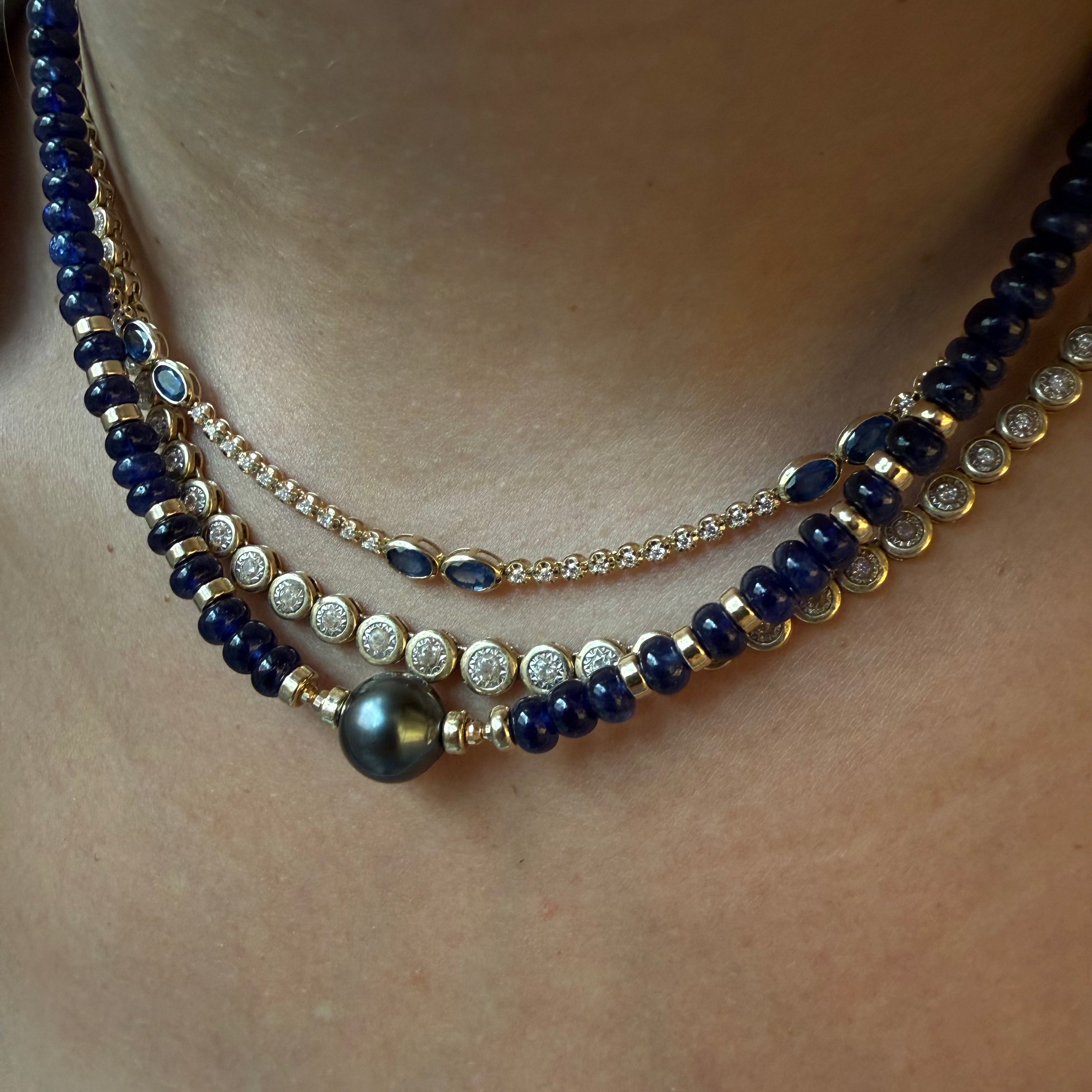 SAPPHIRE & TAHITIAN PEARL ANTIQUITY NECKLACE