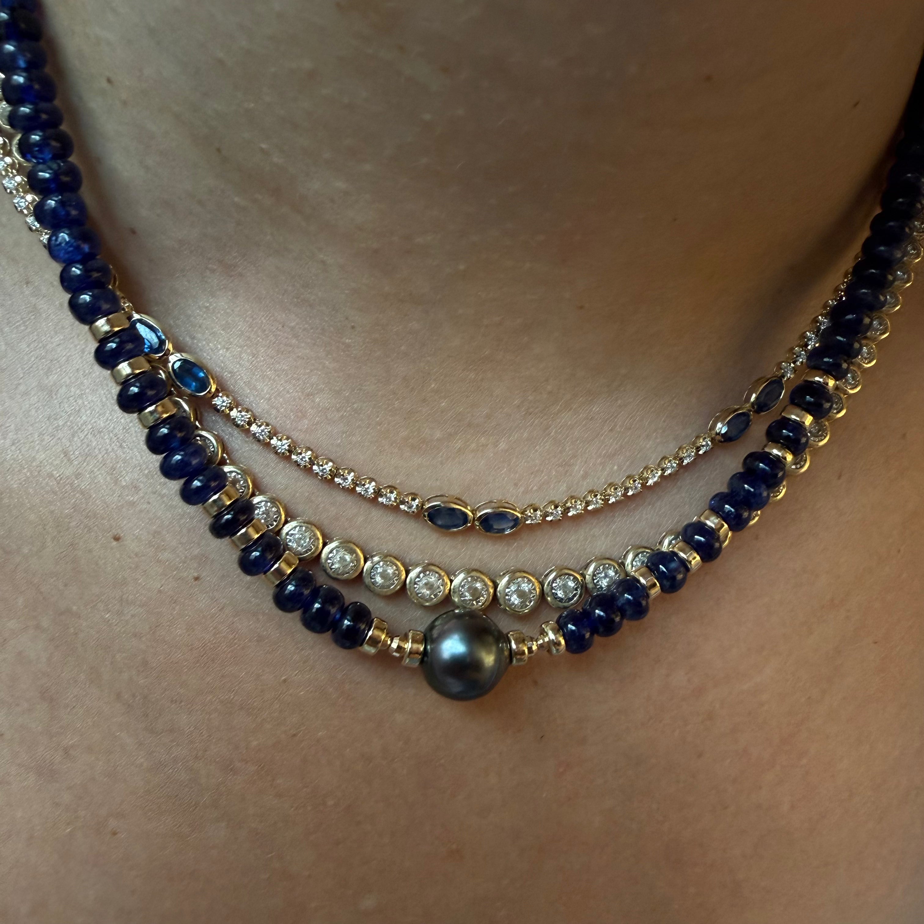 SAPPHIRE & DIAMOND TENNIS NECKLACE