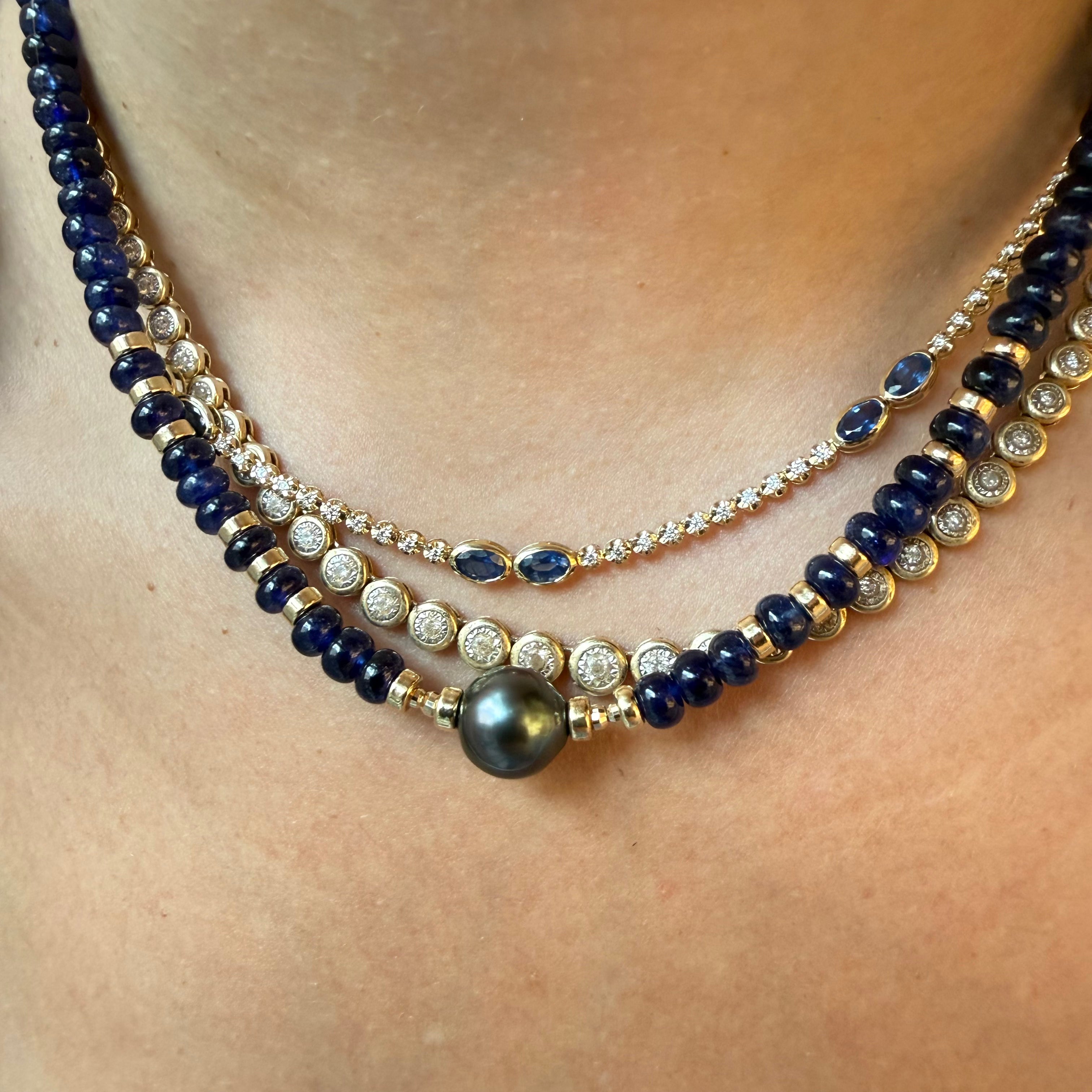 SAPPHIRE & TAHITIAN PEARL ANTIQUITY NECKLACE