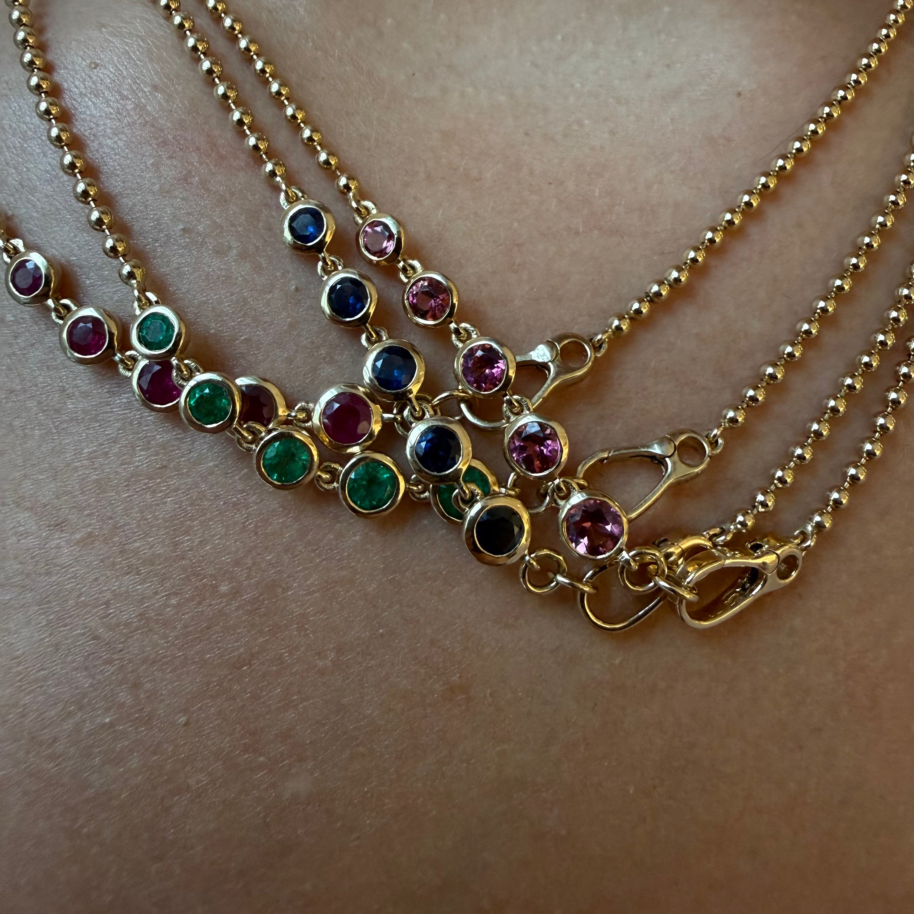 14K GOLD GEM HALO NECKLACES