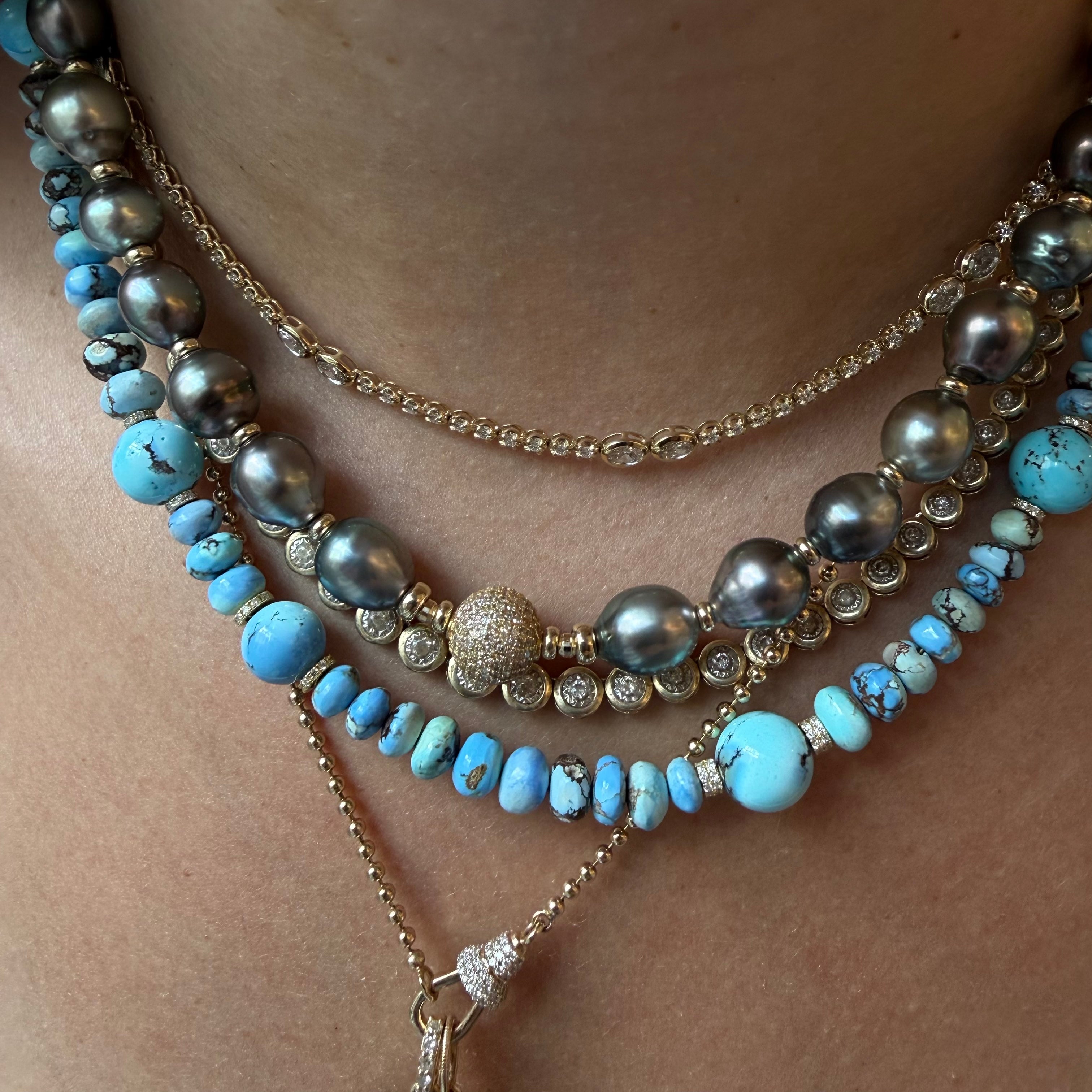 TAHITIAN PEARL NECKLACE WITH OR WITHOUT DIAMOND FOCAL BEAD