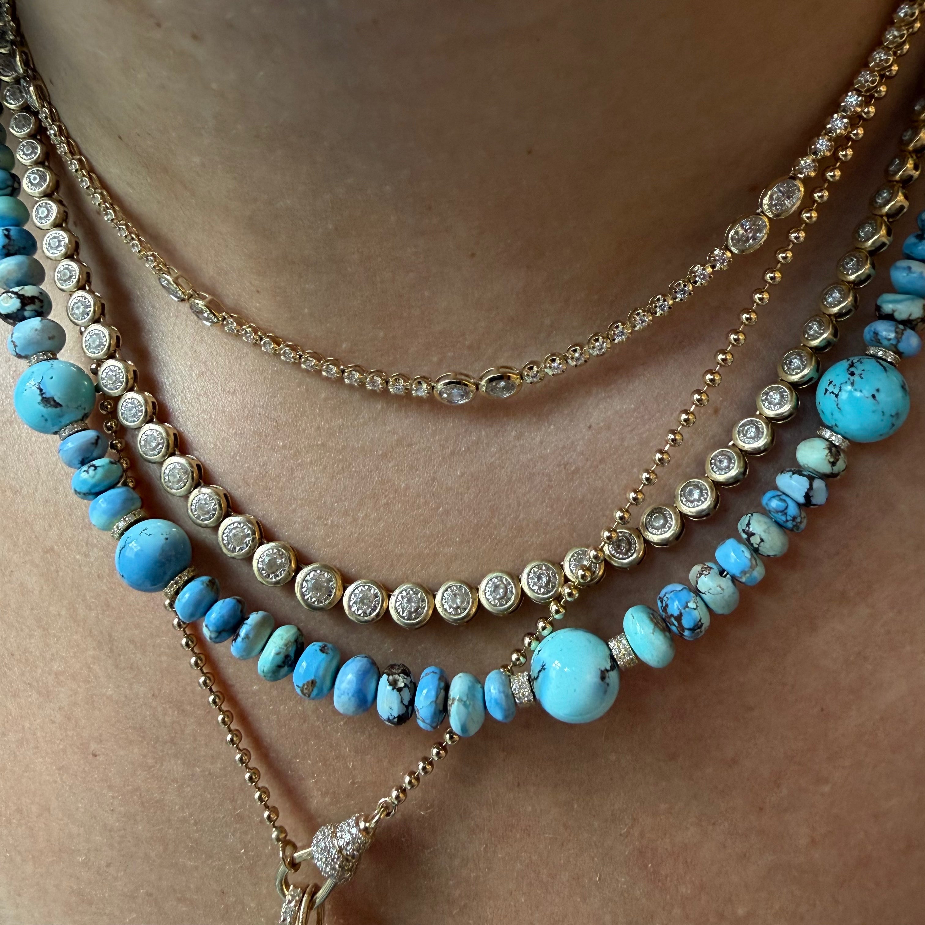 GOLDEN HILL TURQUOISE & DIAMOND BEAD NECKLACE