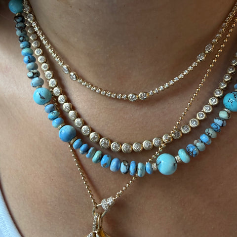 GOLDEN HILL TURQUOISE & DIAMOND BEAD NECKLACE