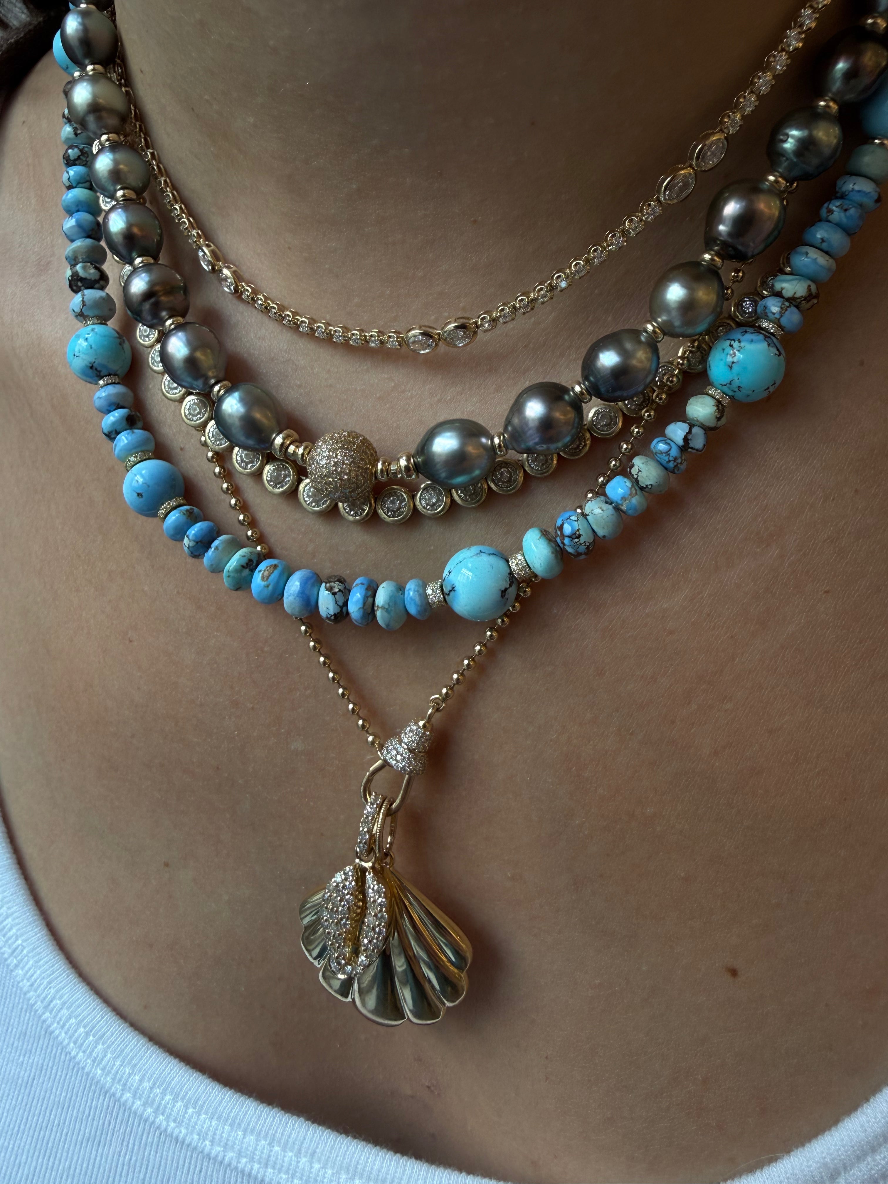 GOLDEN HILL TURQUOISE & DIAMOND BEAD NECKLACE