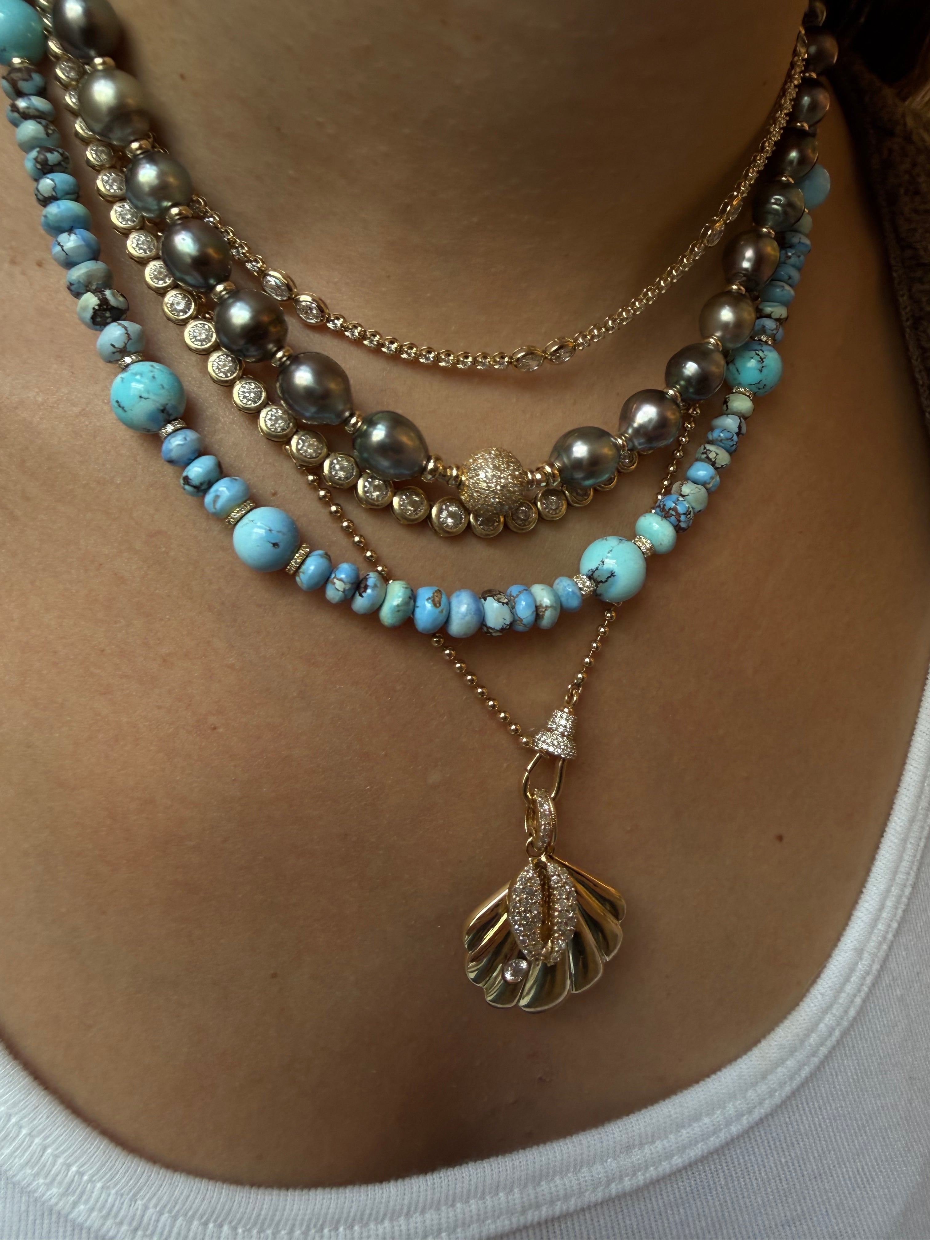 TAHITIAN PEARL NECKLACE WITH OR WITHOUT DIAMOND FOCAL BEAD