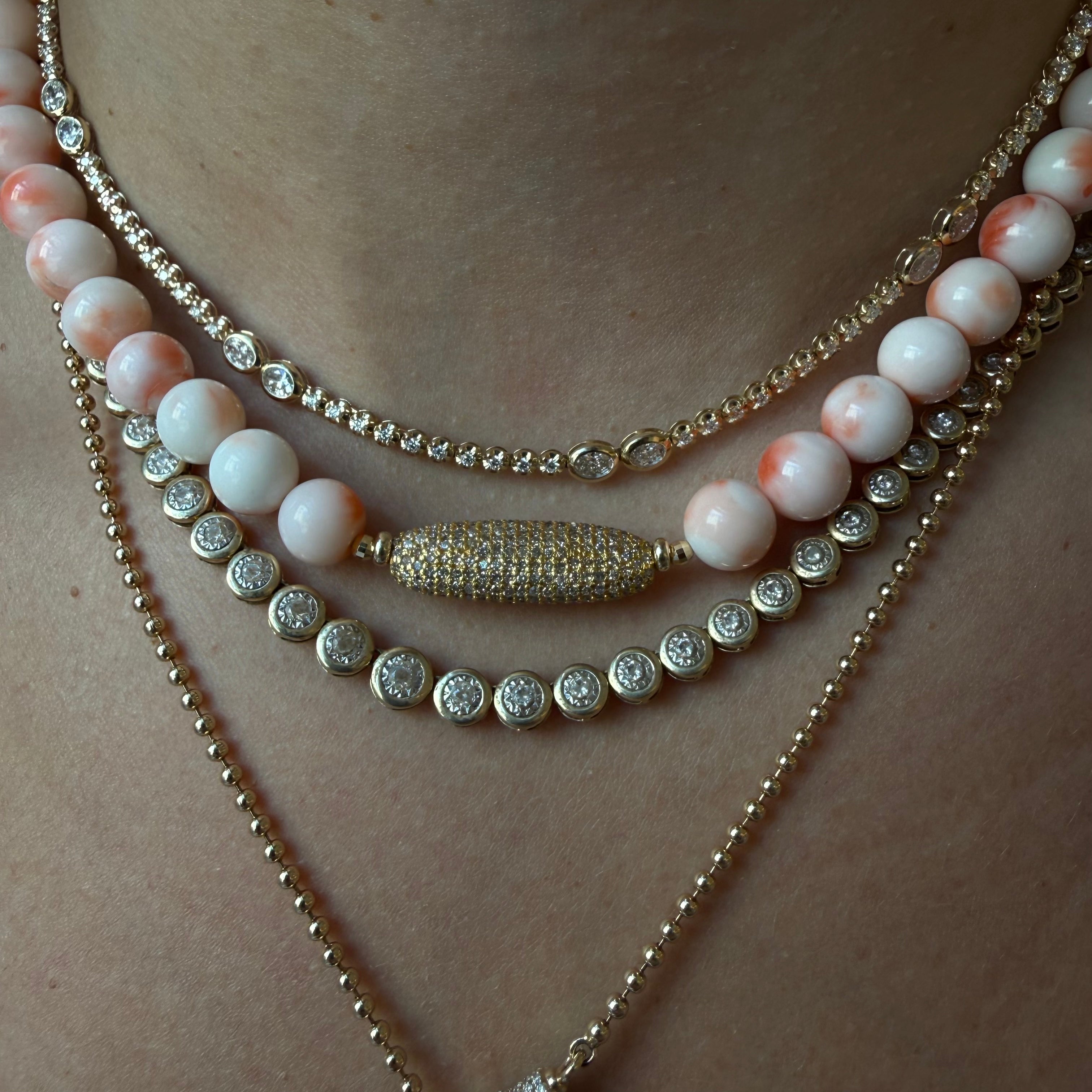 CORAL & DIAMOND BEAD NECKLACE