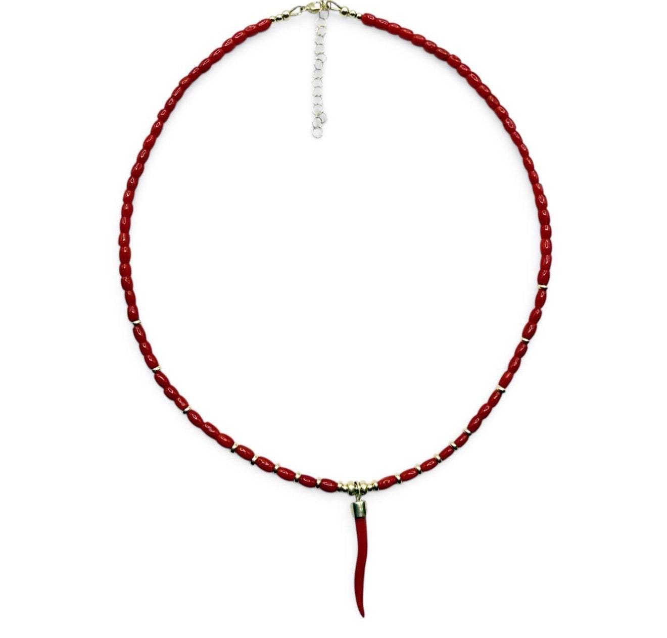 RED ITALIAN CORAL WITH CORAL CORNICELLO CHARM
