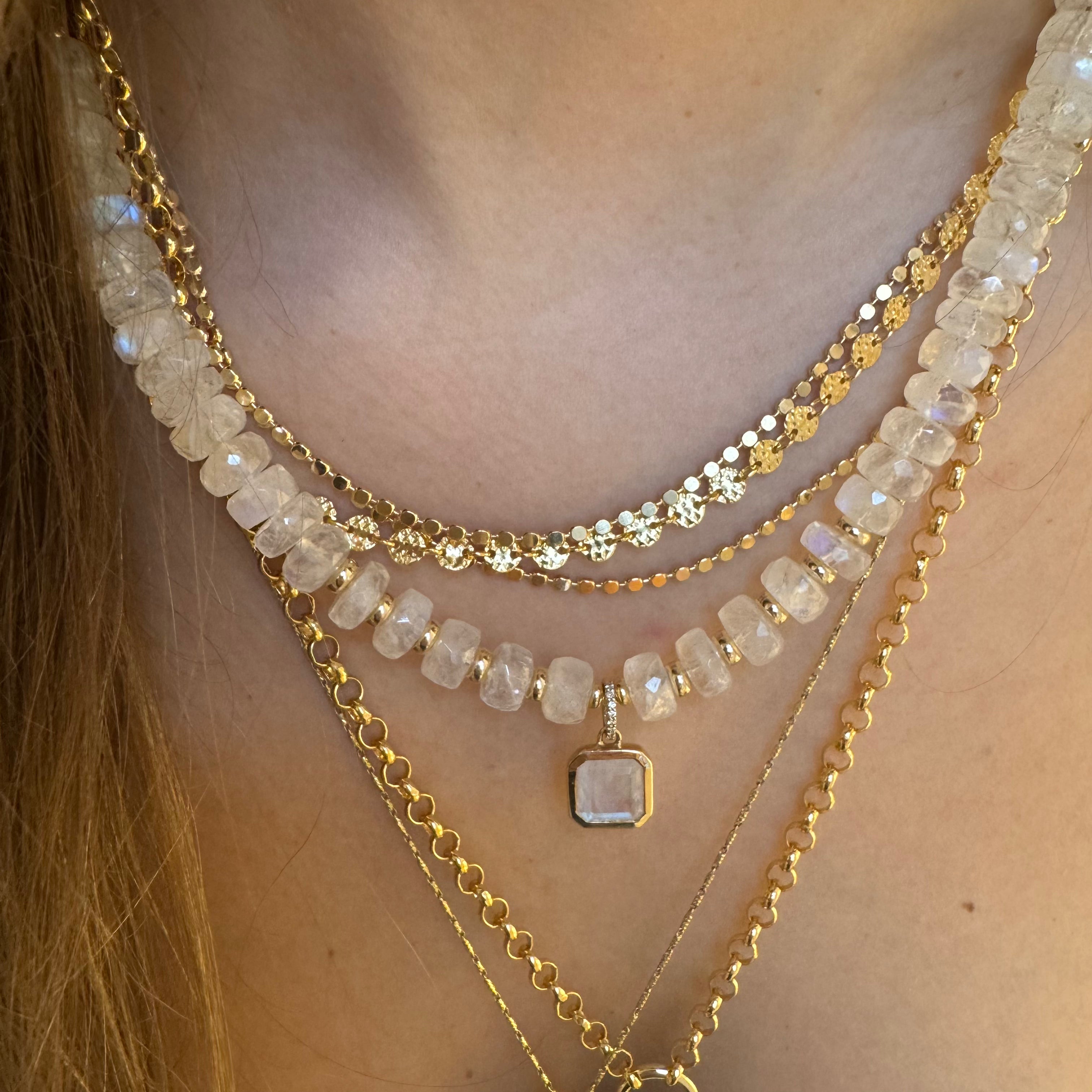 MOONSTONE NECKLACE WITH 14K GOLD MOONSTONE PENDANT