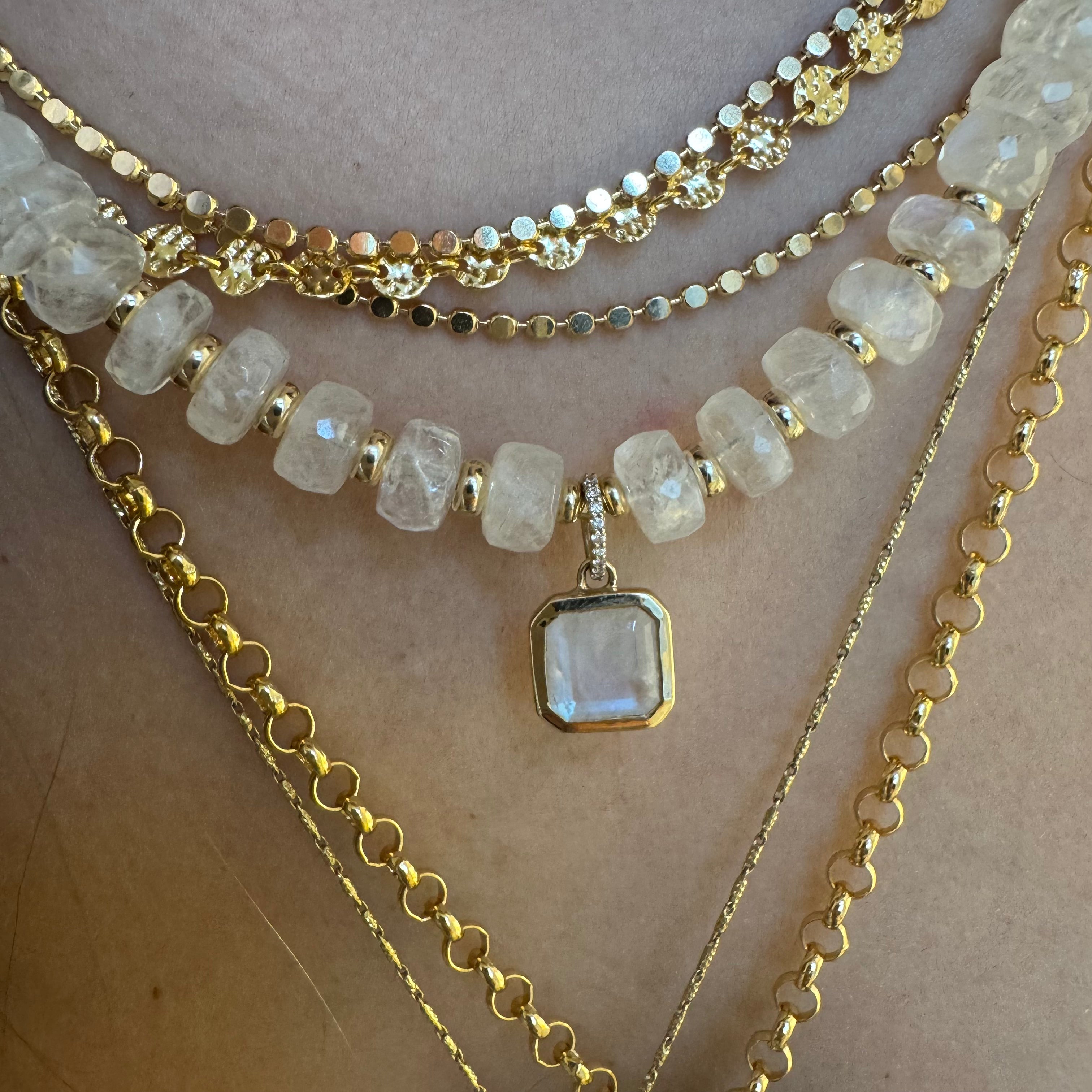 MOONSTONE NECKLACE WITH 14K GOLD MOONSTONE PENDANT