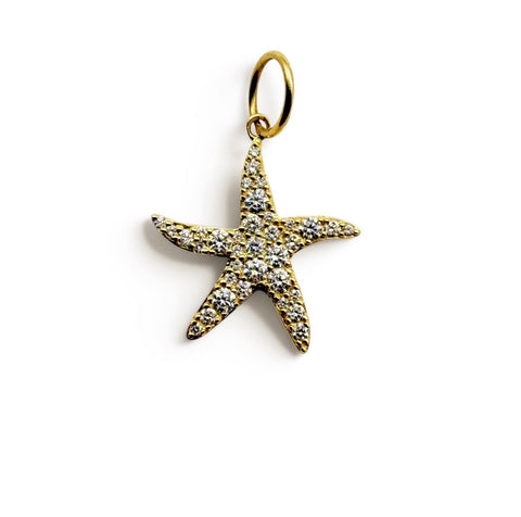 14K GOLD AND DIAMOND STARFISH CHARM