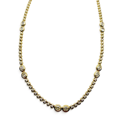 DIAMOND OVAL AND ROUND TENNIS NECKLACE WITH