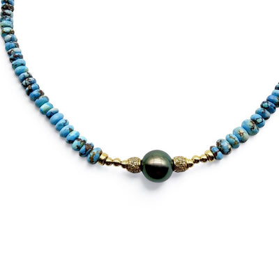 GOLDEN HILL TURQUOISE & TAHITIAN NECKLACE