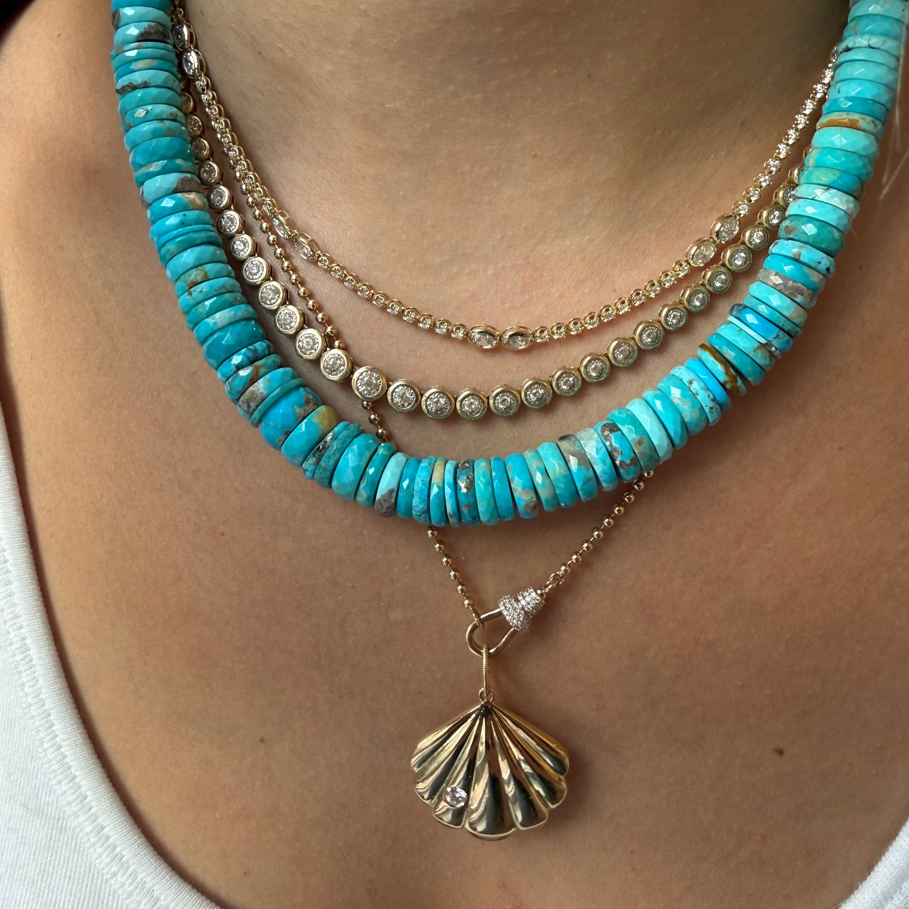 TURQUOISE HEISHI BEAD NECKLACE