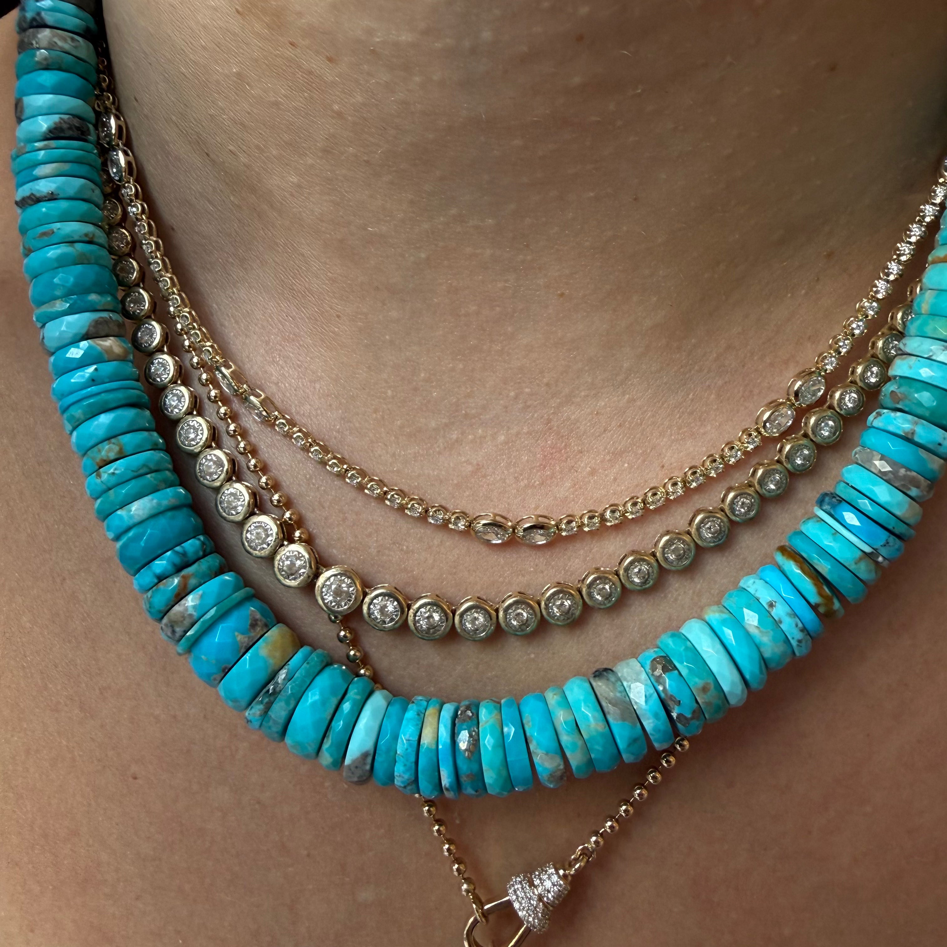 TURQUOISE HEISHI BEAD NECKLACE
