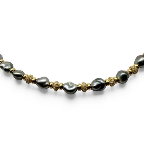 TAHITIAN GOLD AND DIAMOND NECKLACE
