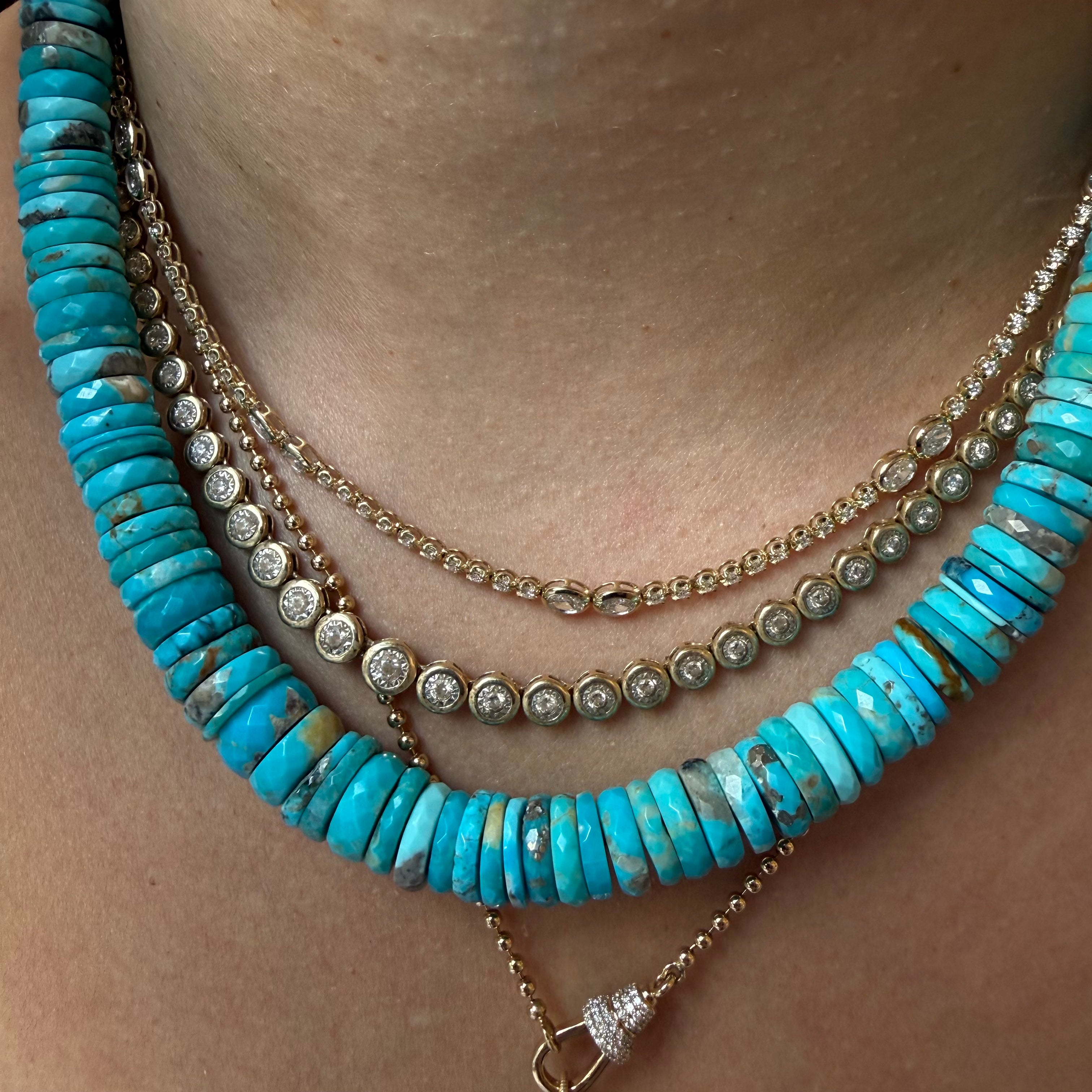 TURQUOISE HEISHI BEAD NECKLACE