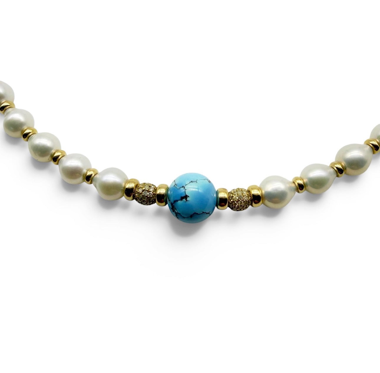 AKOYA AND GOLDEN HILL TURQUOISE NECKLACE