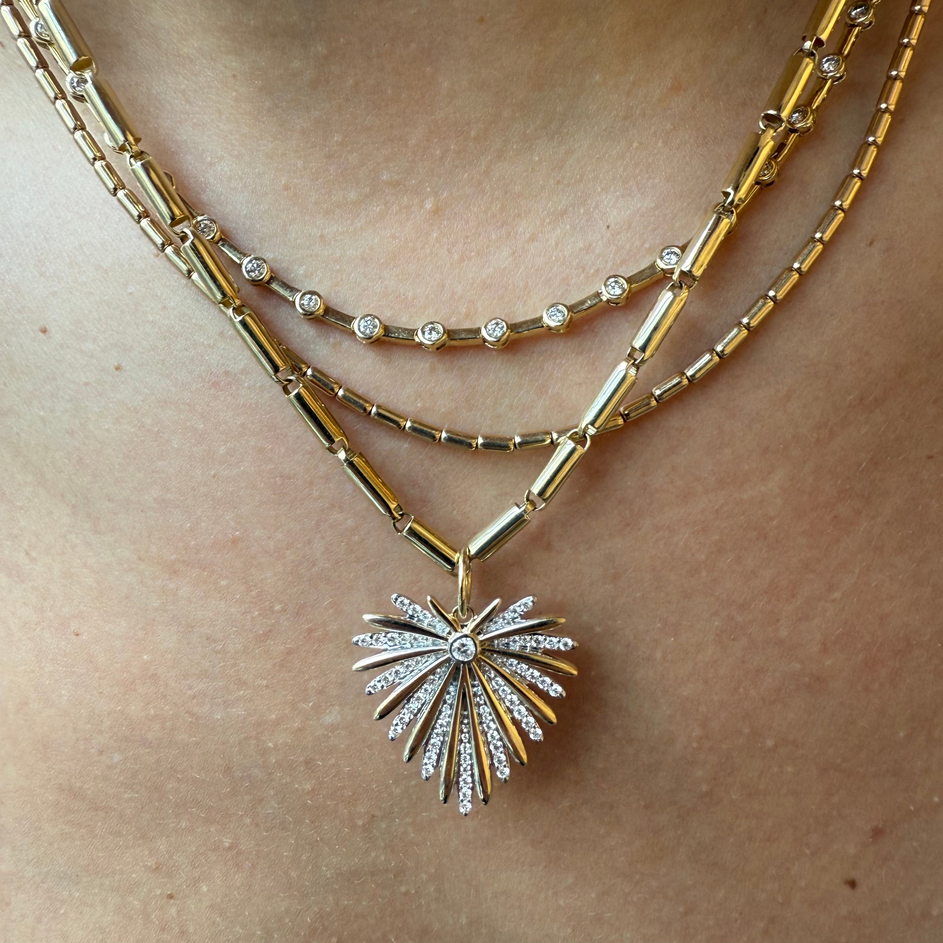 14K GOLD & DIAMOND HEART BURST CHARM