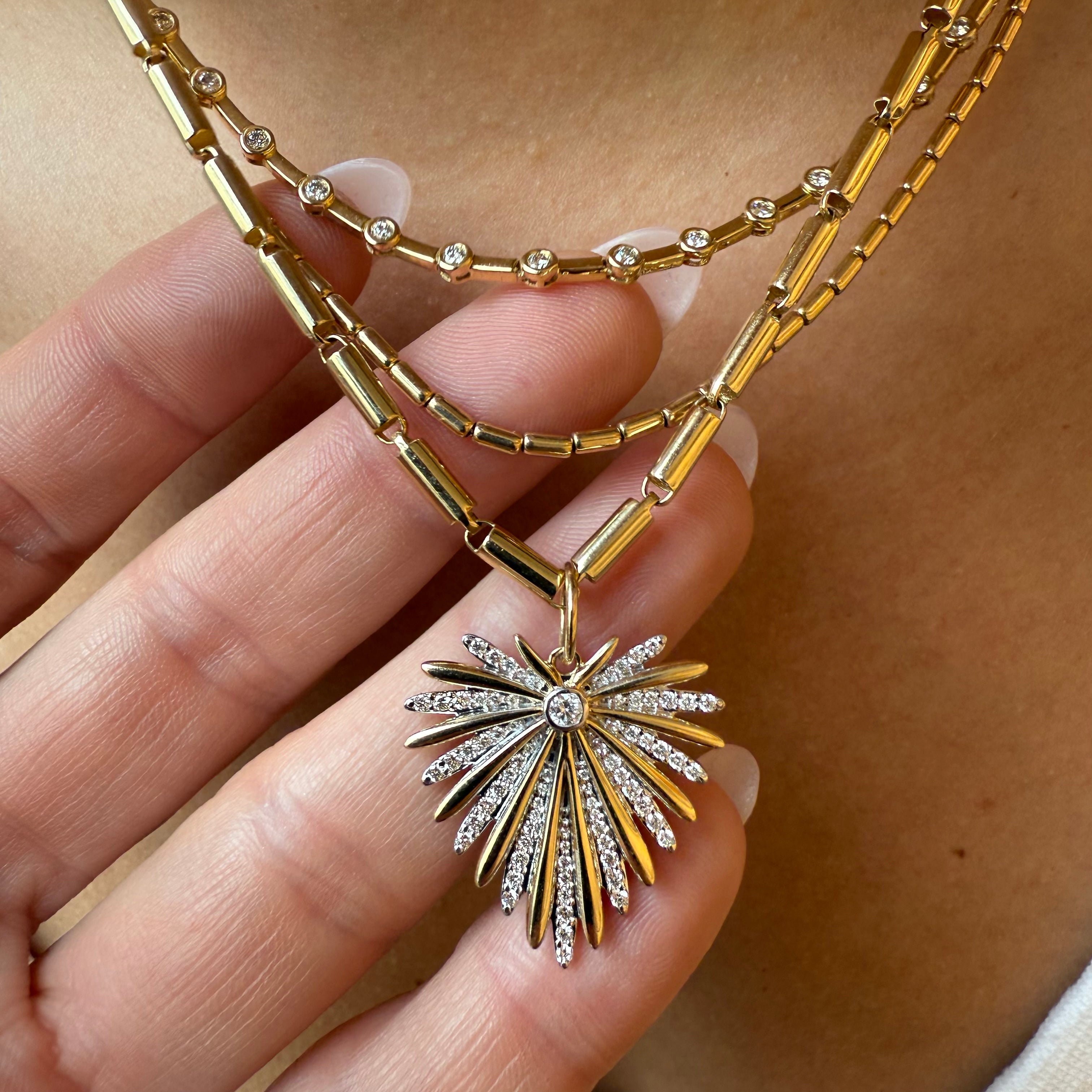 14K GOLD & DIAMOND HEART BURST CHARM