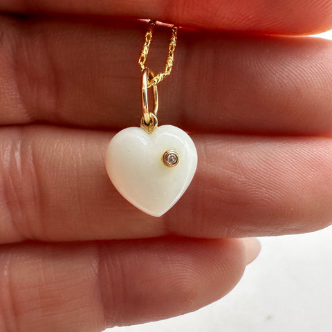 GEMSTONE HEART CHARMS WITH DIAMOND