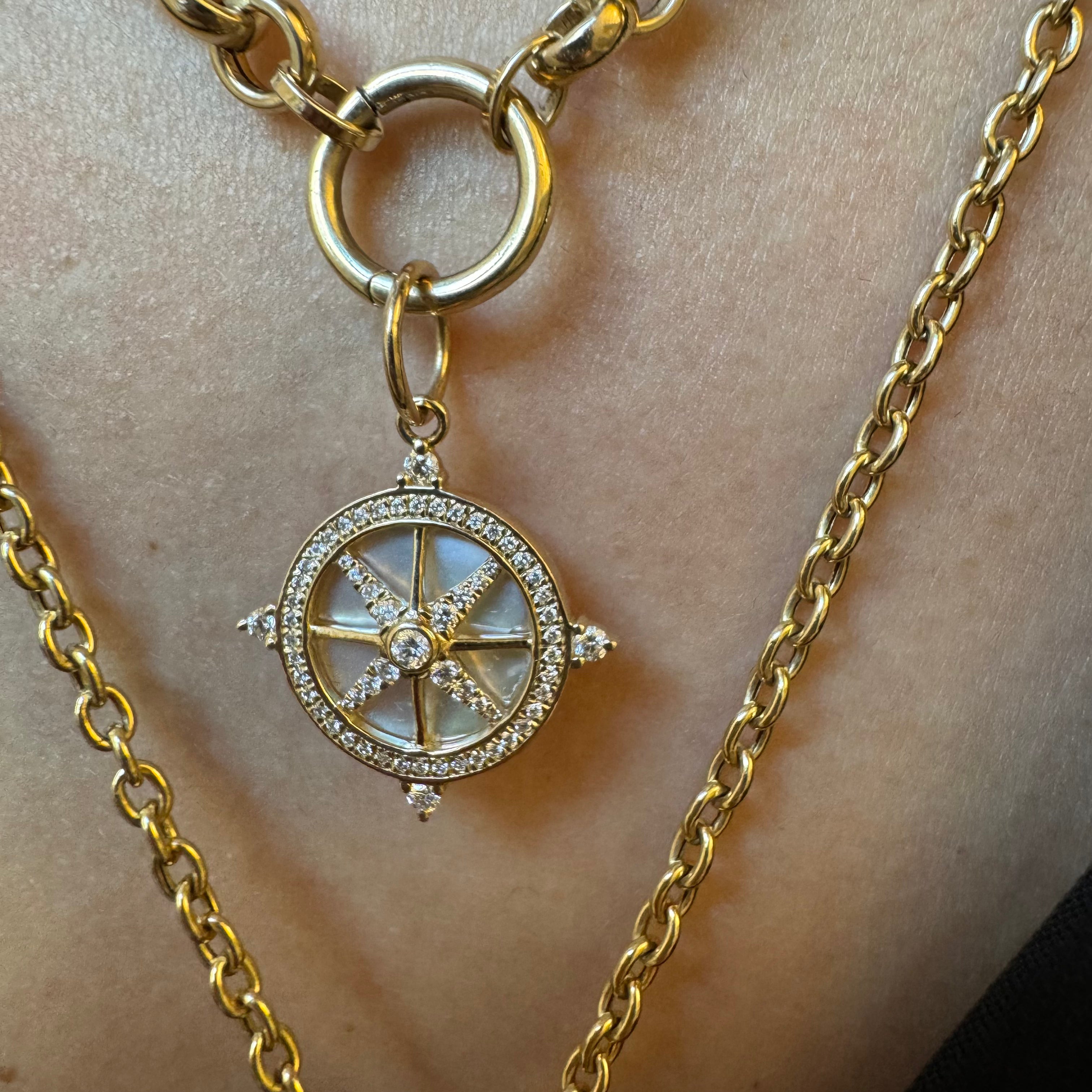 14K GOLD AND DIAMOND COMPASS PENDANT