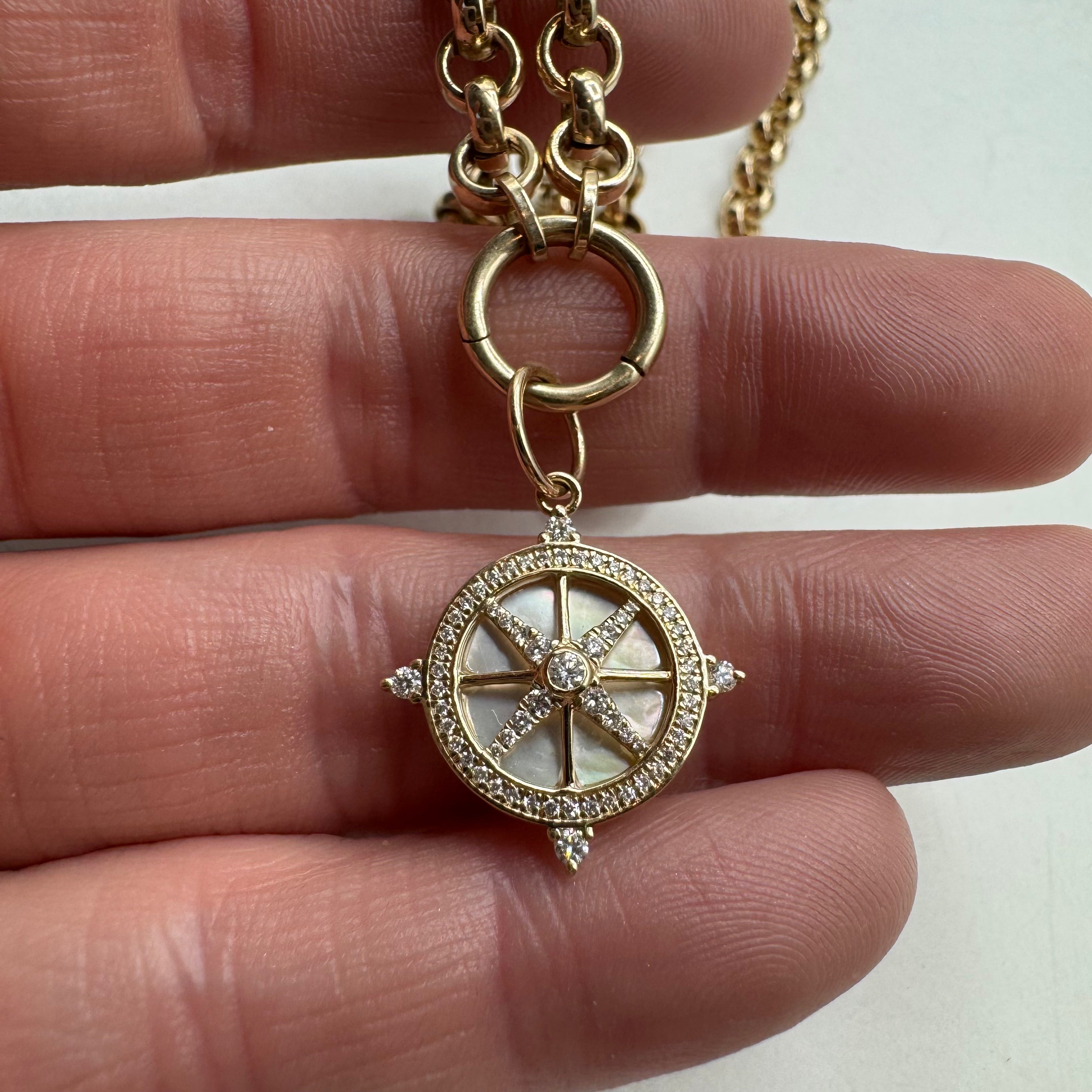 14K GOLD AND DIAMOND COMPASS PENDANT