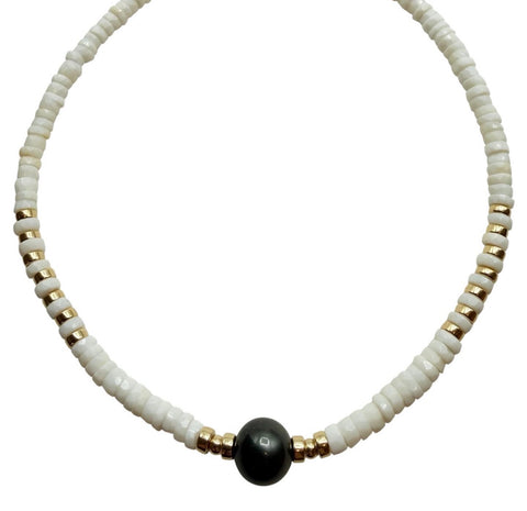 14K GOLDWHITE OPAL AND TAHITIAN PEARL NECKLACE