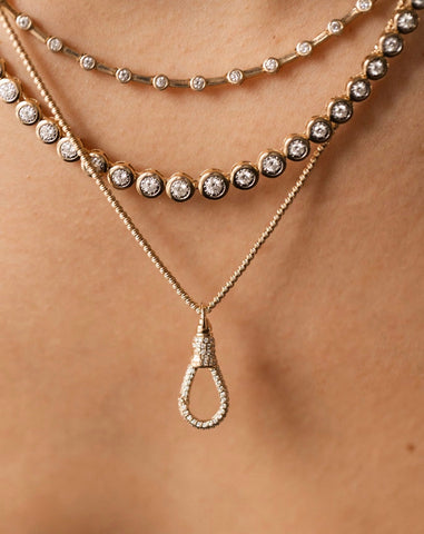 14K GOLD & DIAMOND CLIP CHARM HOLDER