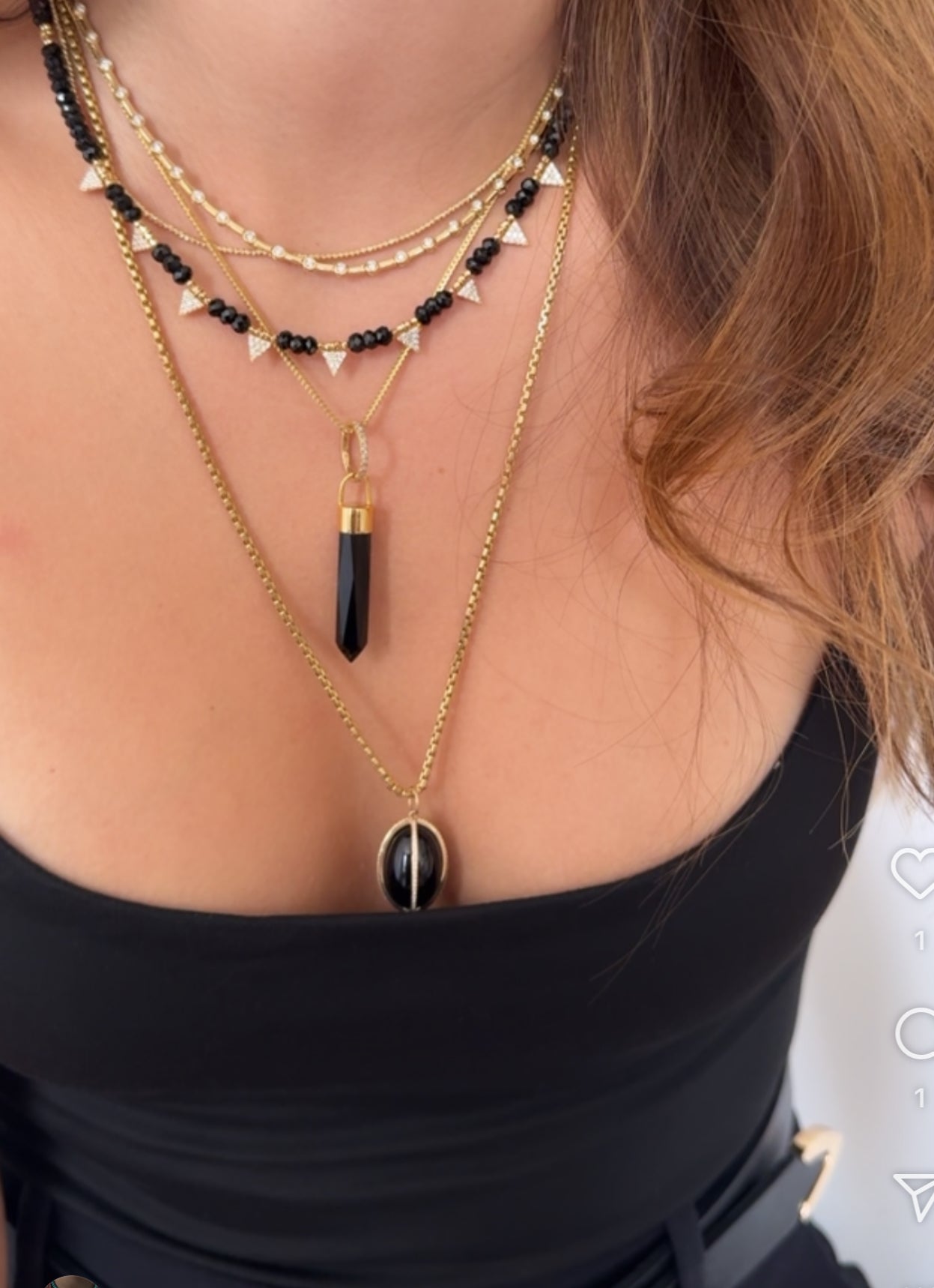 BLACK ONYX CRYSTAL WITH DIAMOND BAIL