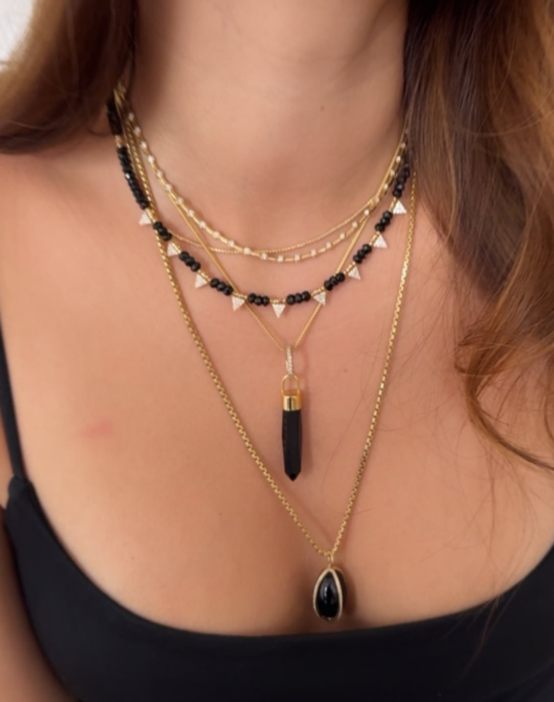 BLACK ONYX  & DIAMOND PENDANT