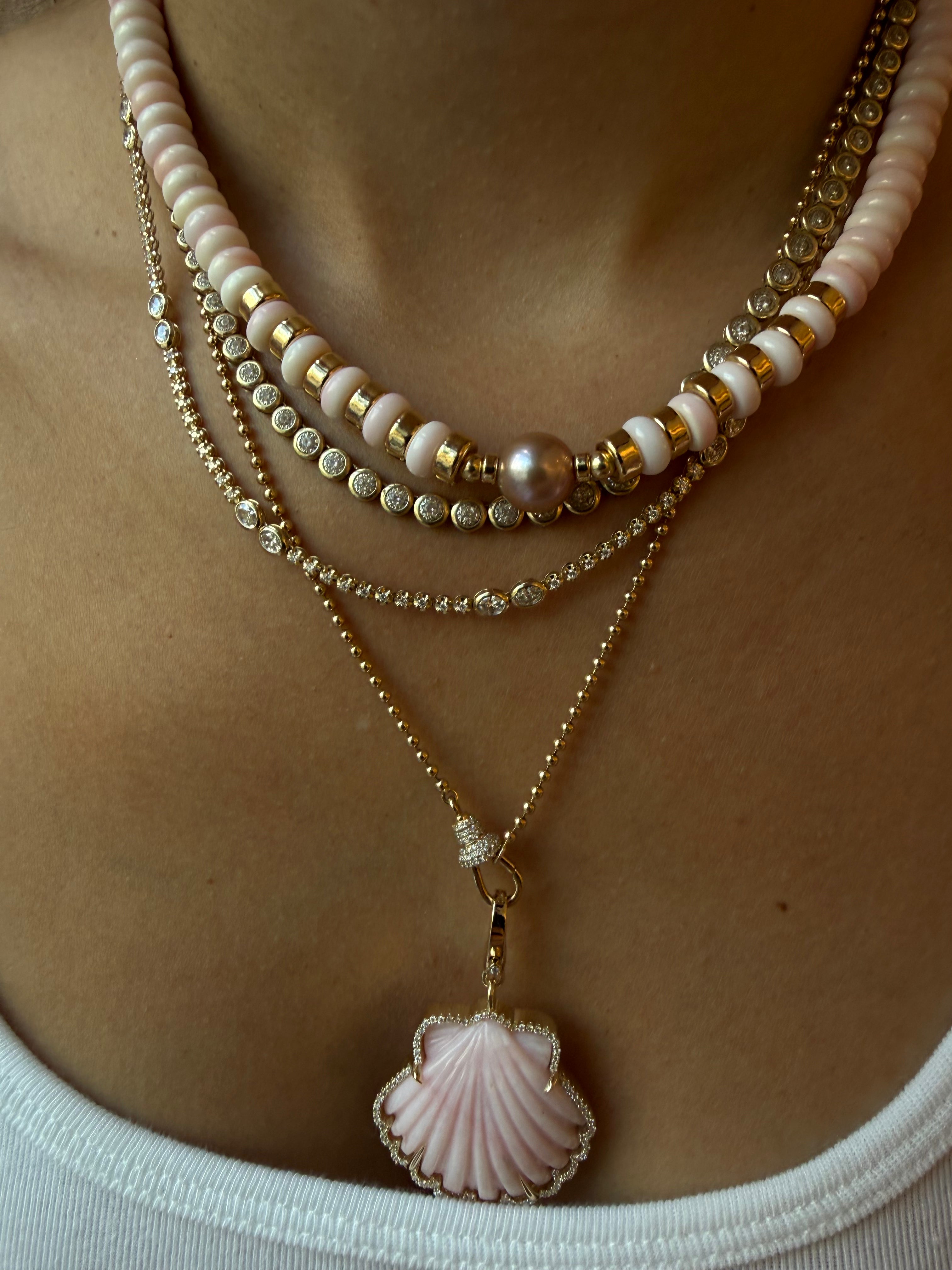 14K GOLD HALO CHAIN WITH DIAMOND CLASP