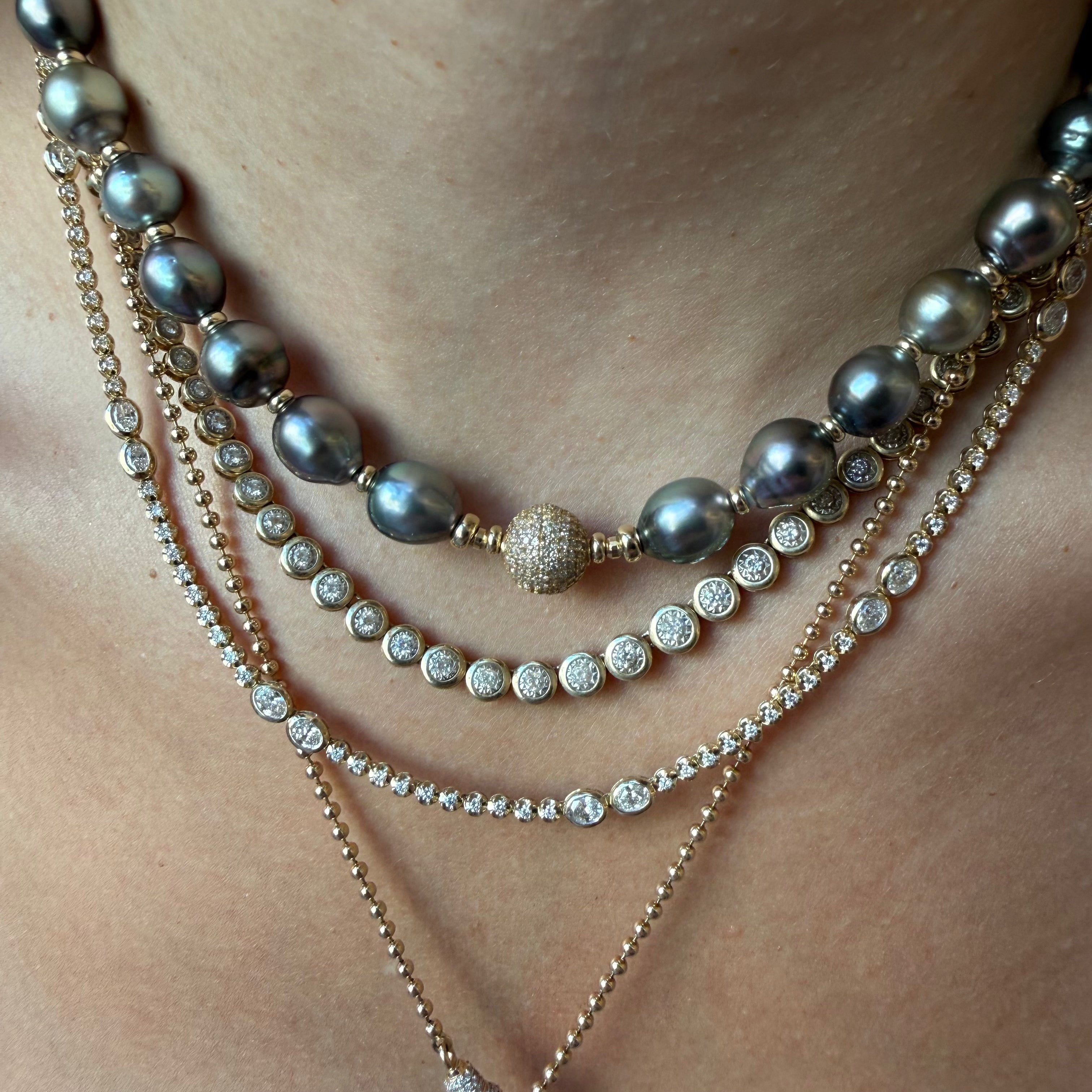 DIAMOND OVAL AND ROUND TENNIS NECKLACE WITH