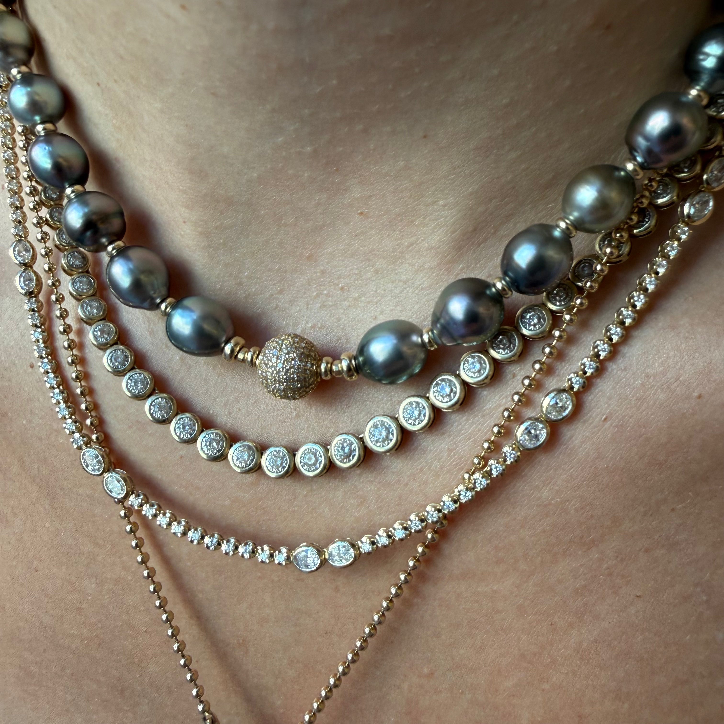 DIAMOND OVAL AND ROUND TENNIS NECKLACE WITH