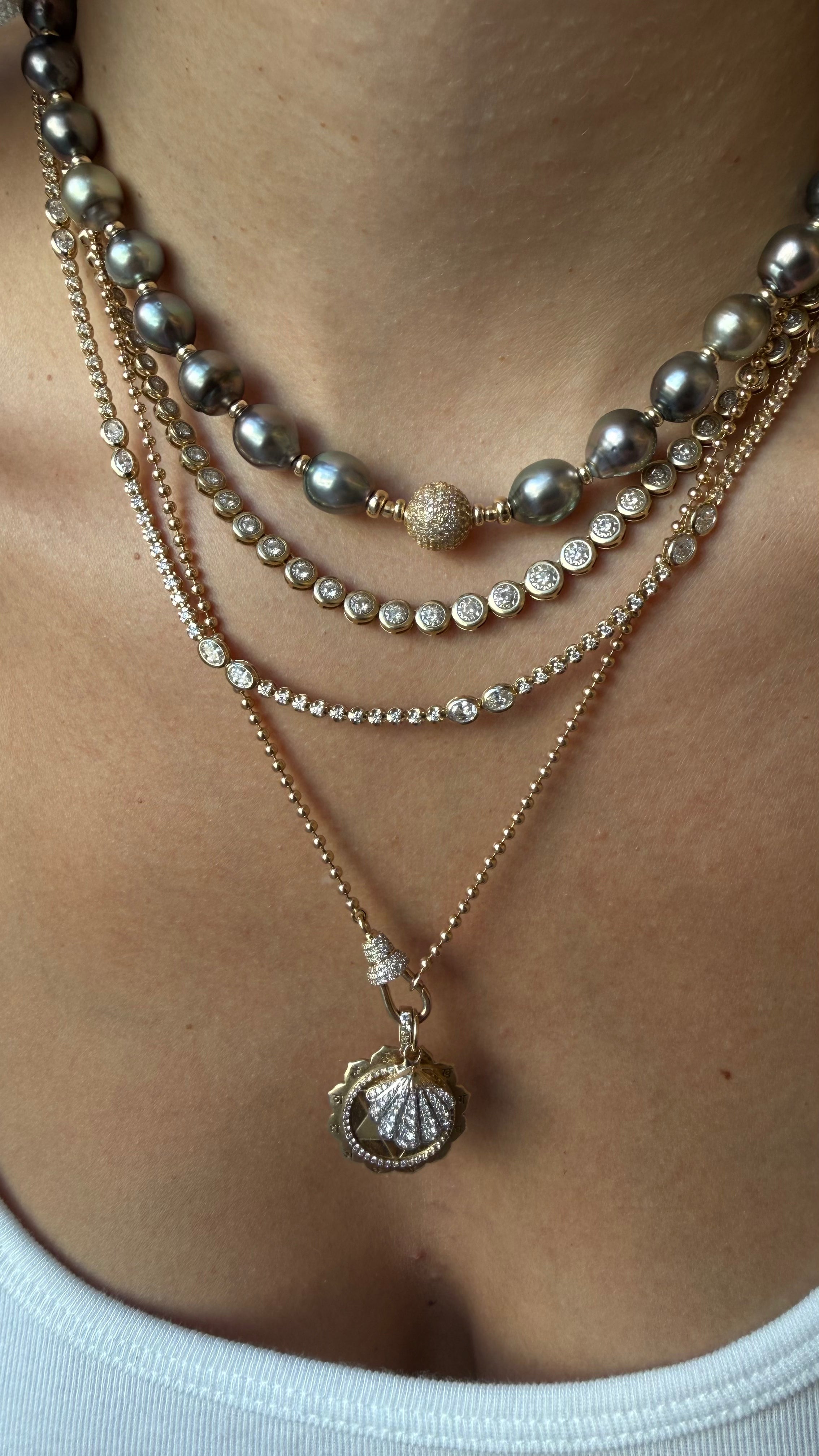 14K GOLD HALO CHAIN WITH DIAMOND CLASP