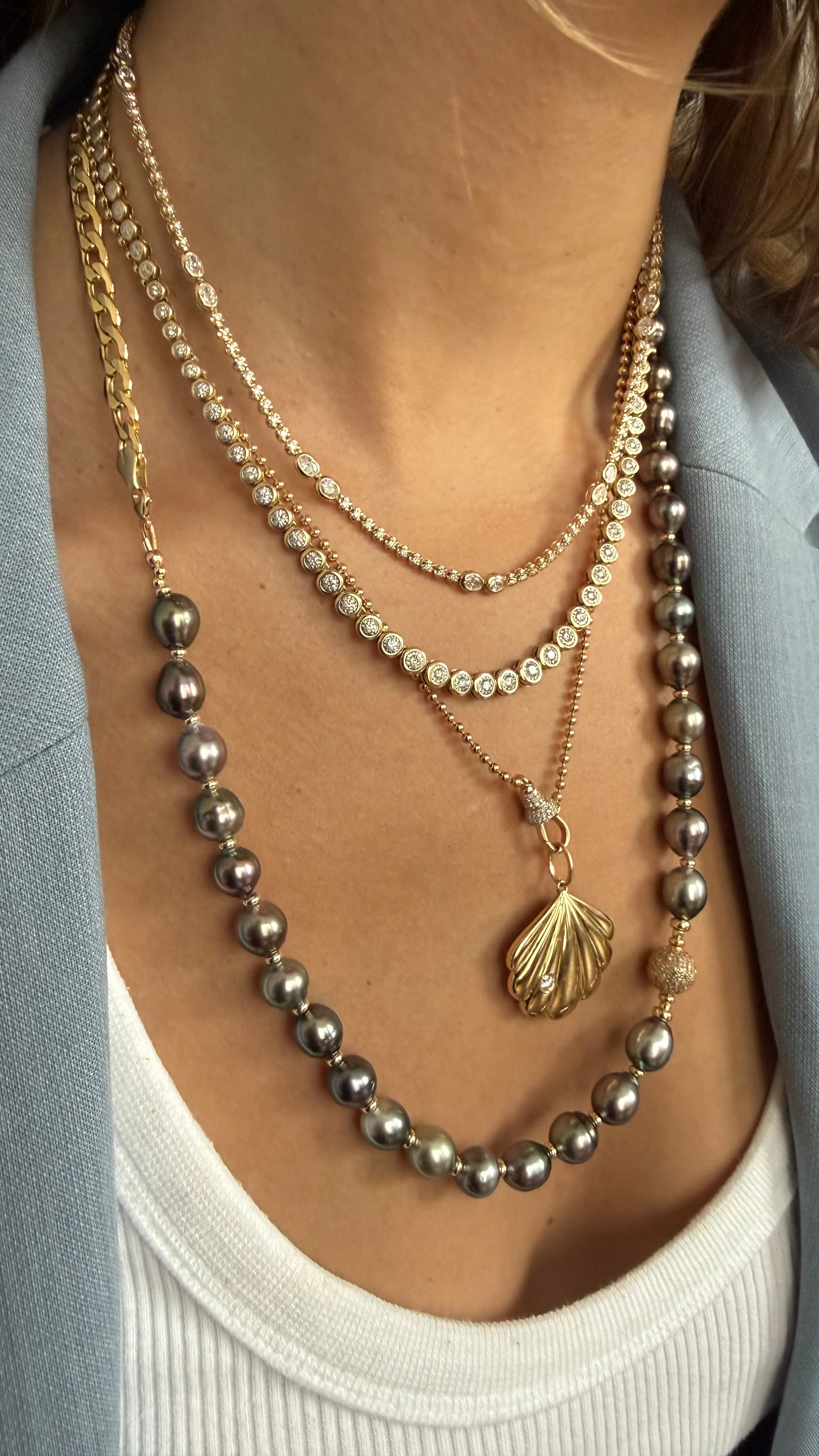 DIAMOND OVAL AND ROUND TENNIS NECKLACE WITH