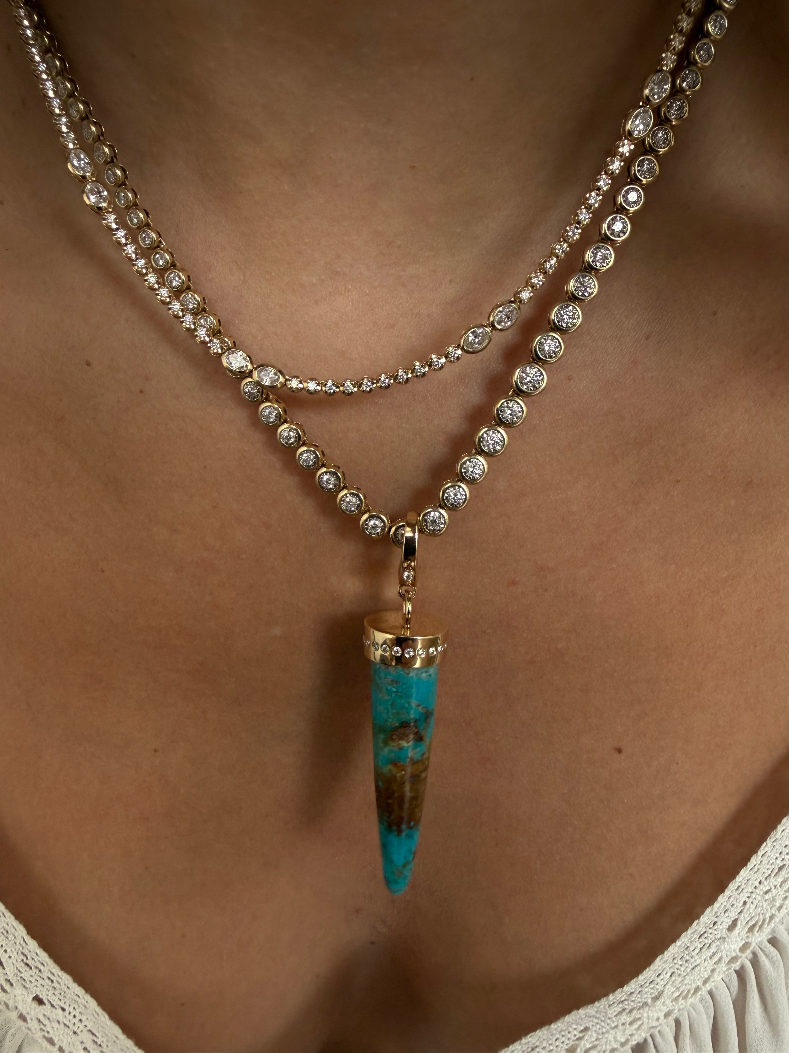DIAMOND OVAL AND ROUND TENNIS NECKLACE WITH